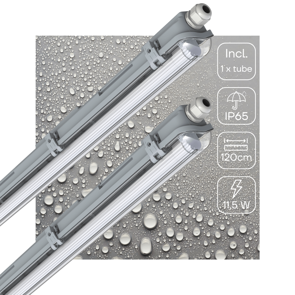 2 PACK - LED's Light Complete LED TL lamp met LED buis 120 cm - Binnen en buiten - 2130 lm - 1x11,5W - 4000K - High Efficiency - Energie Label B LED.nl