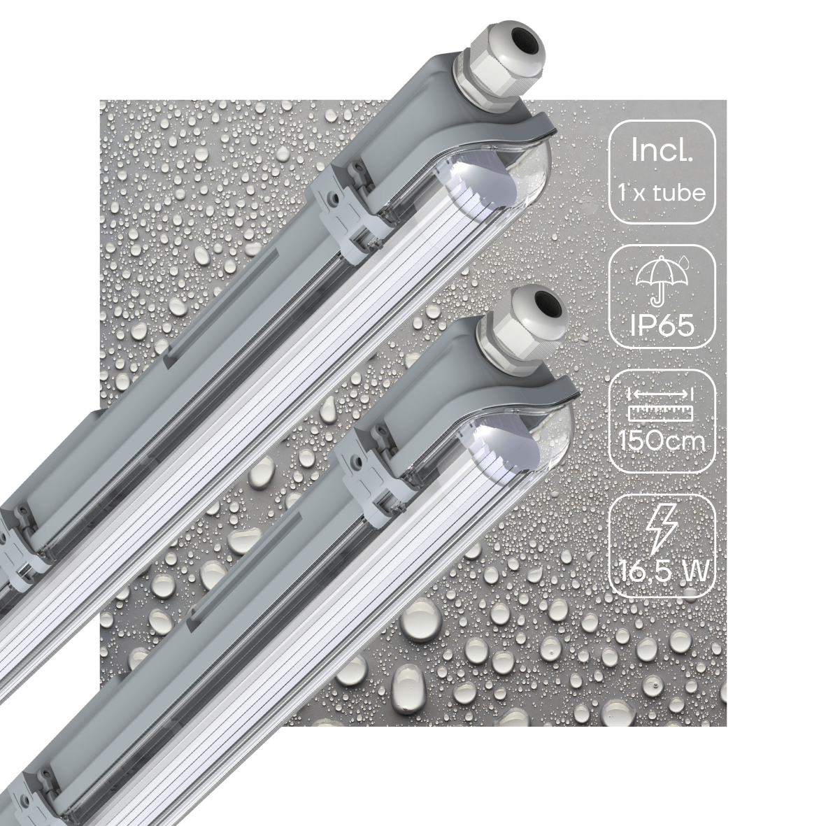 2 PACK -LED's Light Complete LED TL lamp met LED buis 150 cm - Binnen en buiten - 3060lm - 16.5W - 4000K - 185lm/w - Energielabel B LED.nl