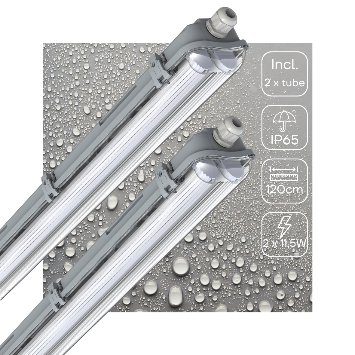 2 PACK -LED's Light Dubbele LED TL lamp 120 cm - compleet met LED buizen - Binnen en buiten - 4260 lm - 4000K - 2x11.5W - 185lm/w - Energielabel B LED.nl