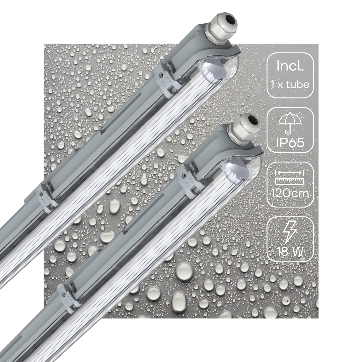 2 PACK - LED's Light LED TL armatuur met lamp 120 cm - Koud wit licht 6500 K - Waterdicht - Complete set LED.nl