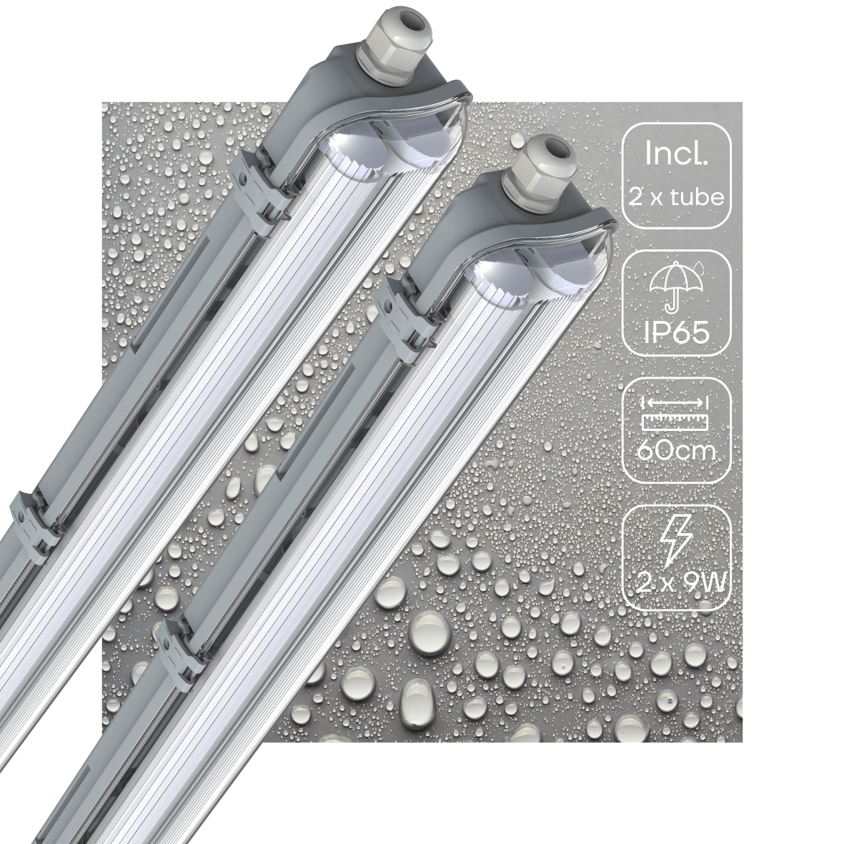 2 PACK - LED's Light LED TL dubbel armatuur 60 cm - Compleet met 2 LED TL buizen 60 cm - 2160lm LED.nl