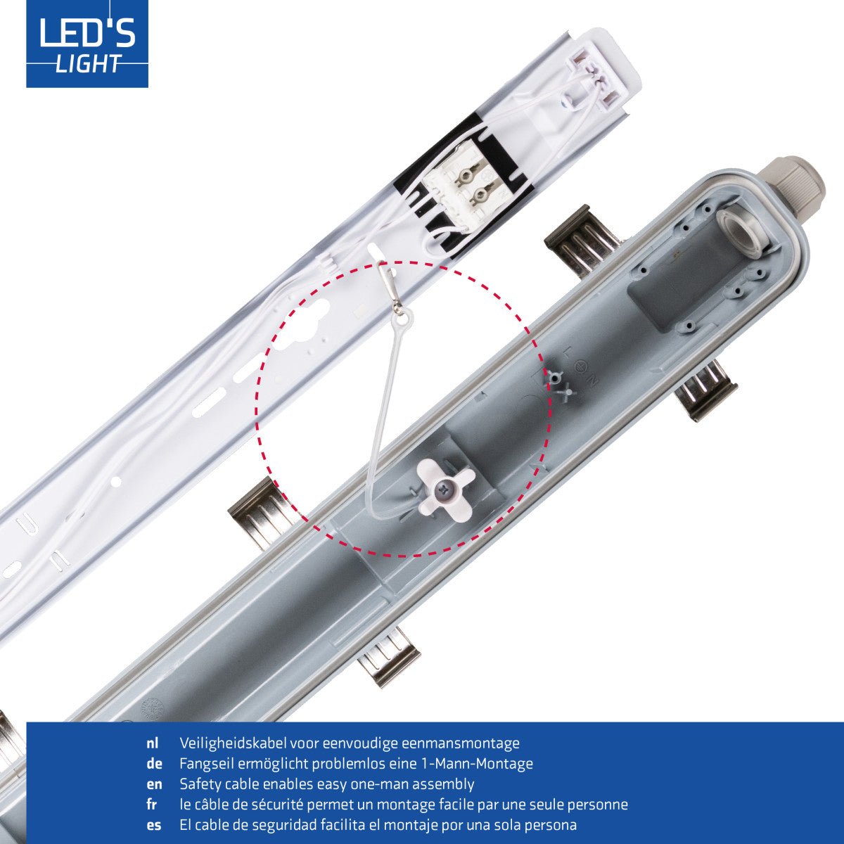 LED's Light Complete LED TL lamp met LED buis 150 cm - Binnen en buiten - 3060lm - 16.5W - 4000K - 185lm/w - Energielabel B TL verlichting LED.nl