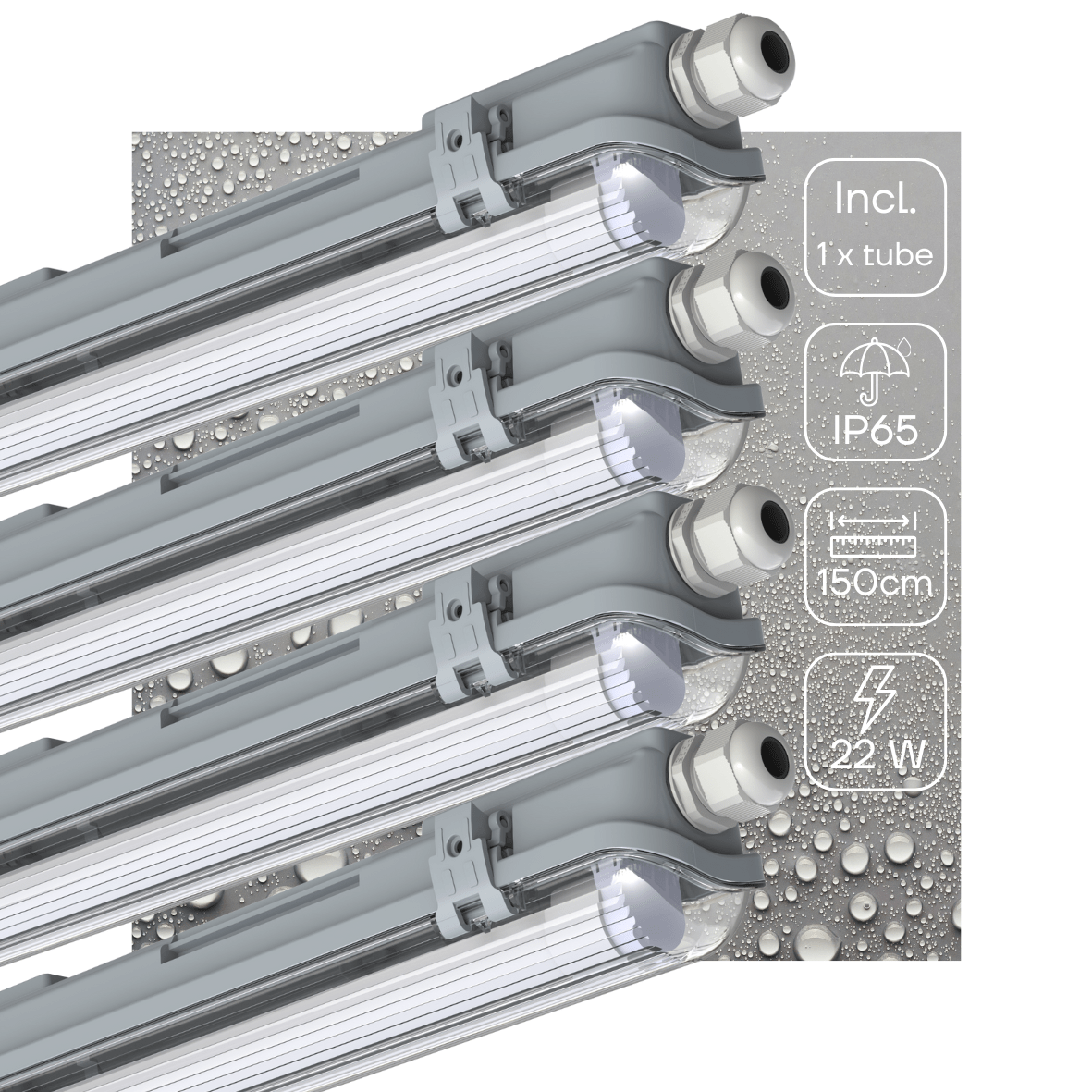 4 PACK - LED's Light LED TL armatuur 150 cm compleet met LED TL buis - 2880lm LED.nl
