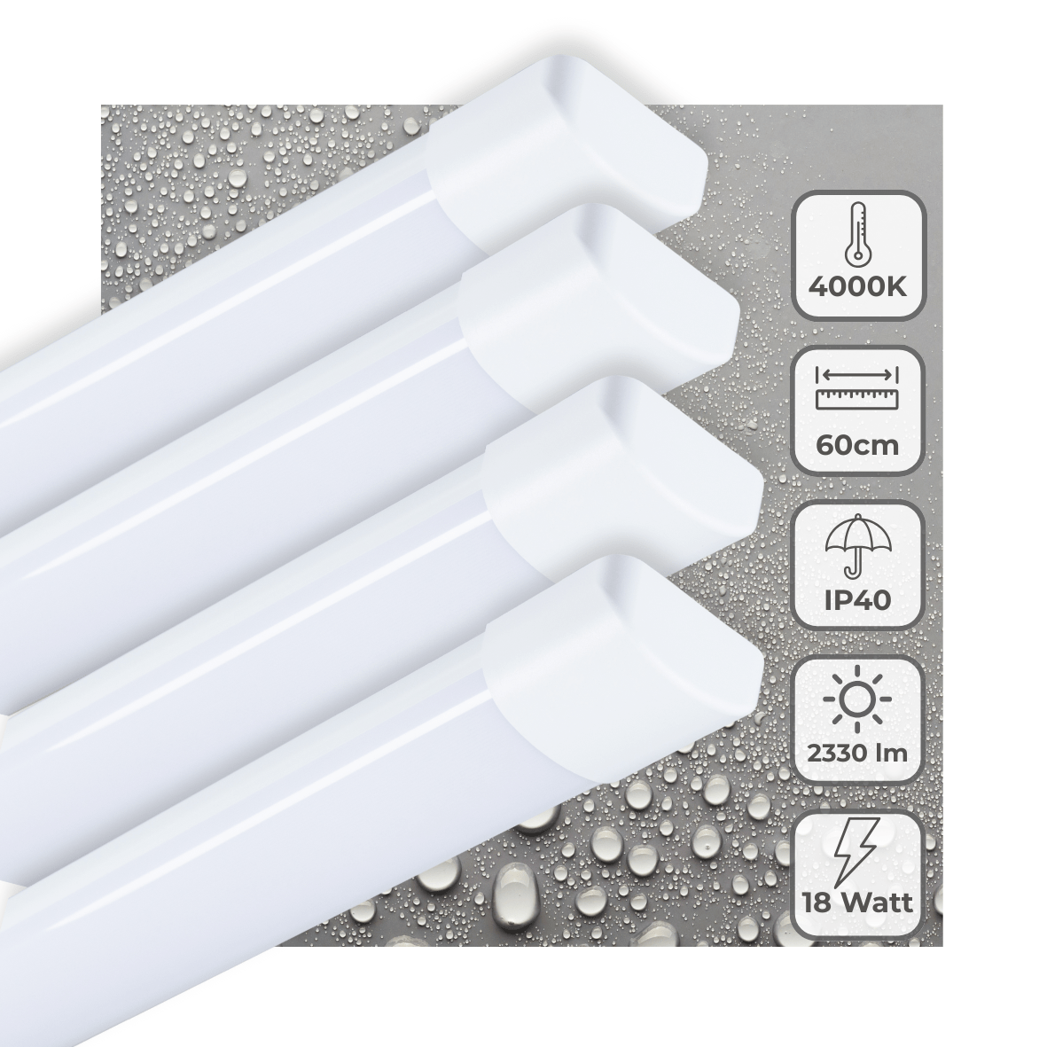 4 PACK - LED's Light LED TL lamp 60 cm voor binnen - Complete LED TL verlichting - 2330 lm TL verlichting LED.nl