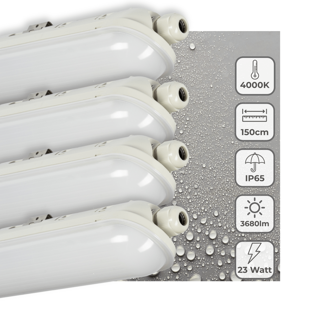 4 PACK - LED's Light Pro Premium Koppelbare LED TL armatuur compleet 150 cm - Waterdicht -23W 3680lm 4000K TL verlichting LED.nl