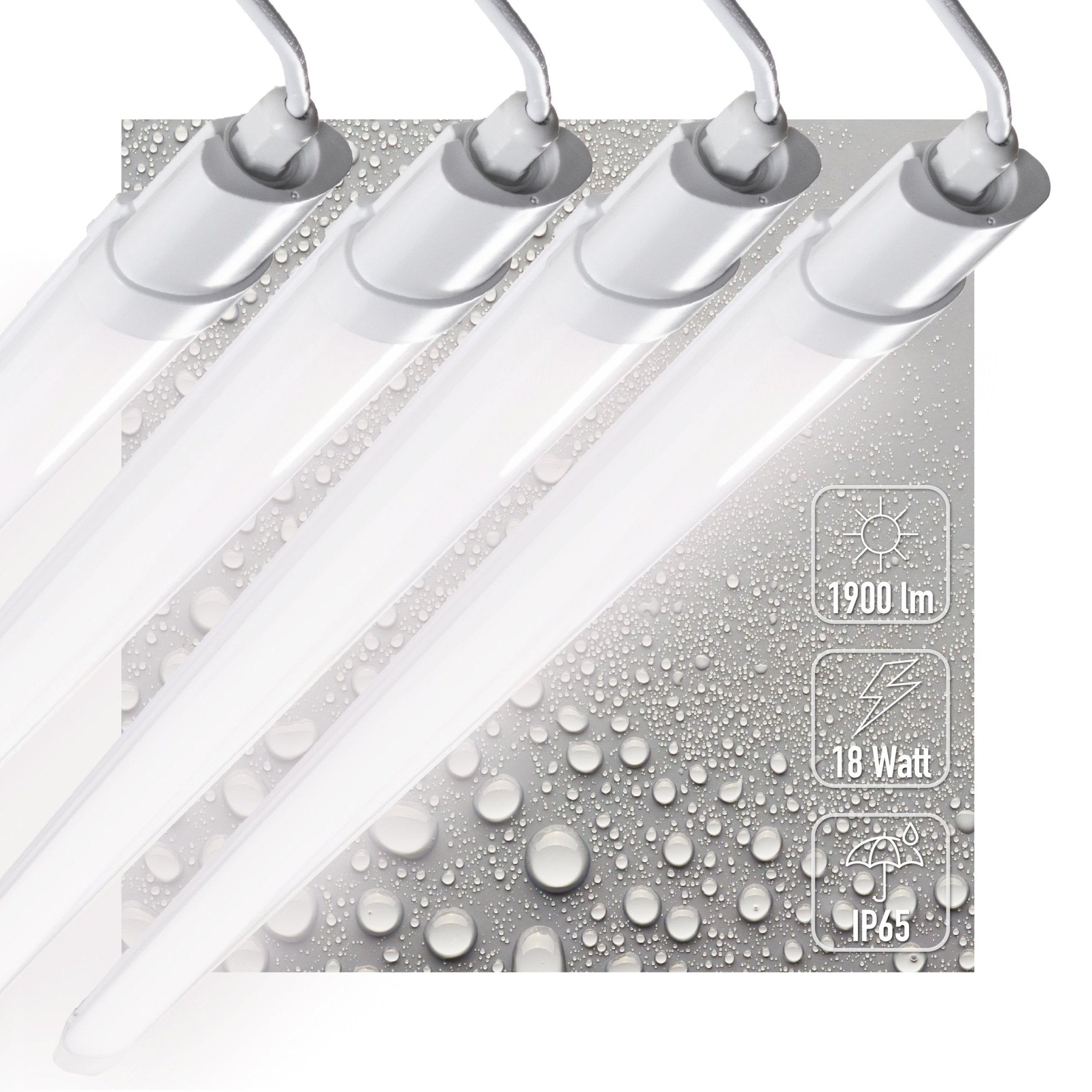 4 PACK - LED's Light TL Licht balk Batten 120 cm - Geschikt voor alle binnen en vochtige ruimtes - 18W - IP65 - IK08 - 1900lm TL verlichting LED.nl