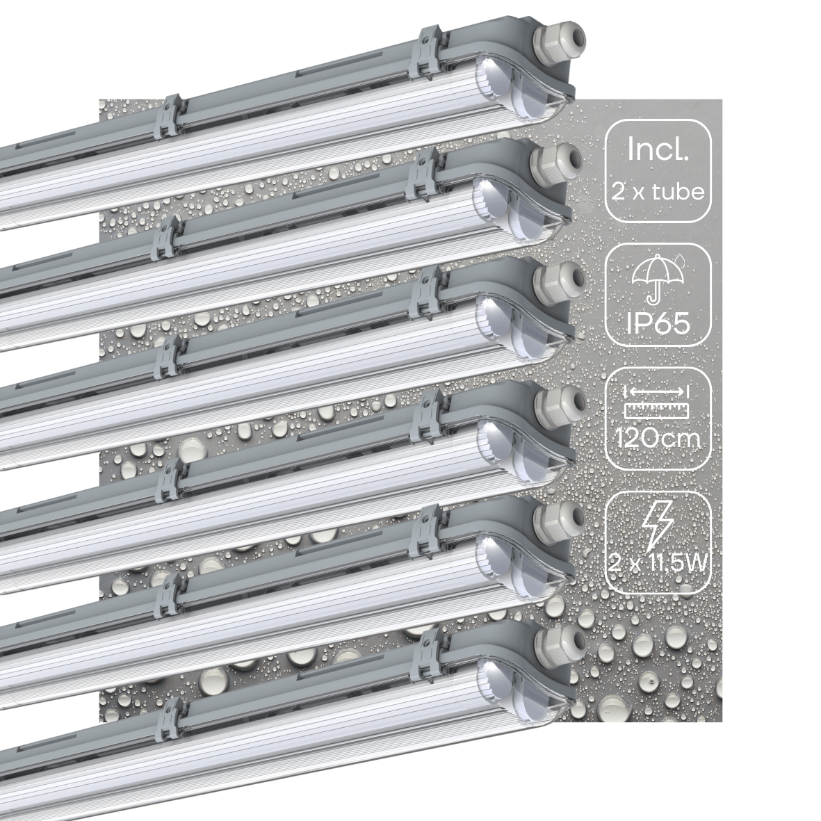 6 PACK - LED's Light Dubbele LED TL lamp 120 cm - compleet met LED buizen - Binnen en buiten - 4260 lm - 4000K - 2x11.5W LED.nl