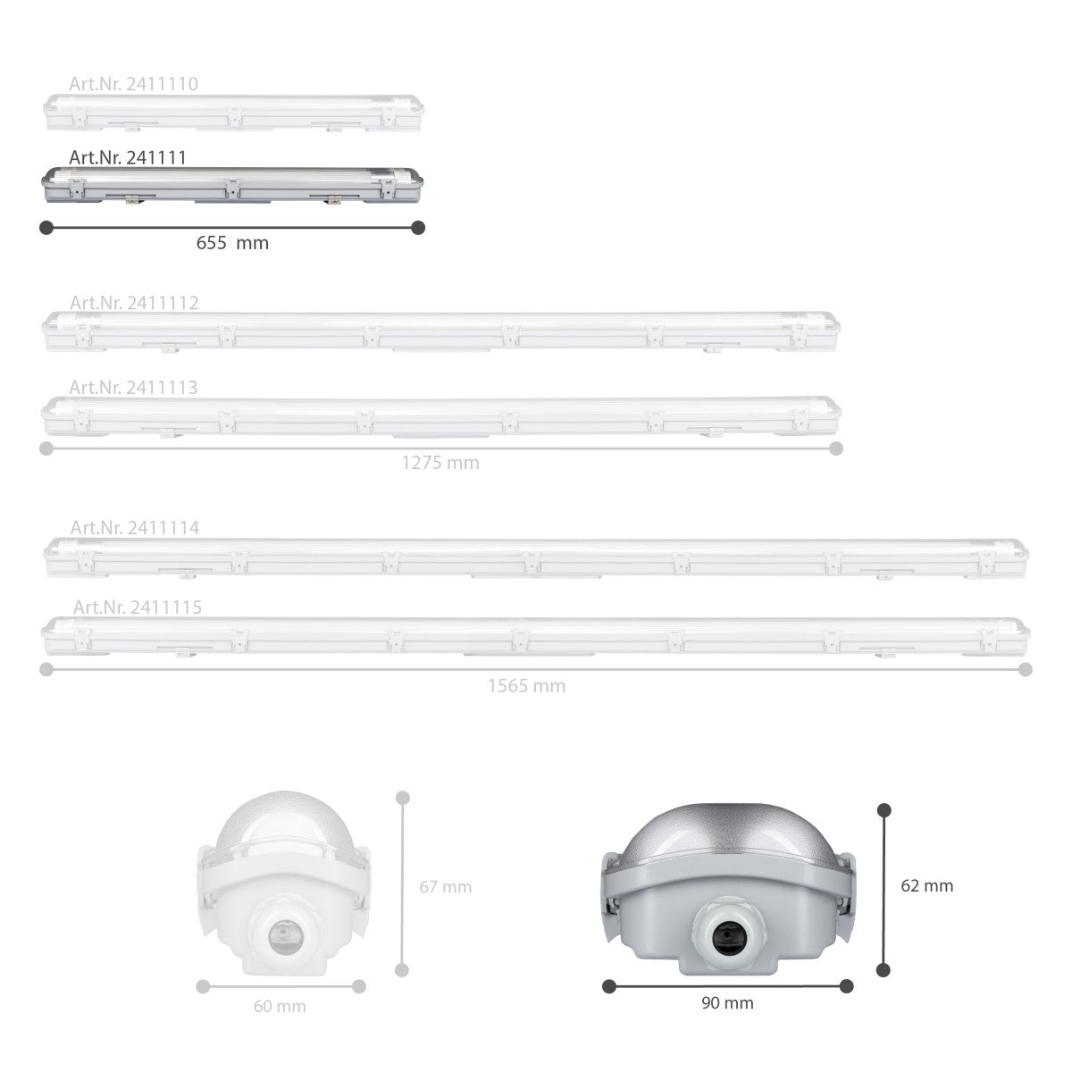 2 PACK - LED's Light LED TL dubbel armatuur 60 cm - Compleet met 2 LED TL buizen 60 cm - 2160lm LED.nl