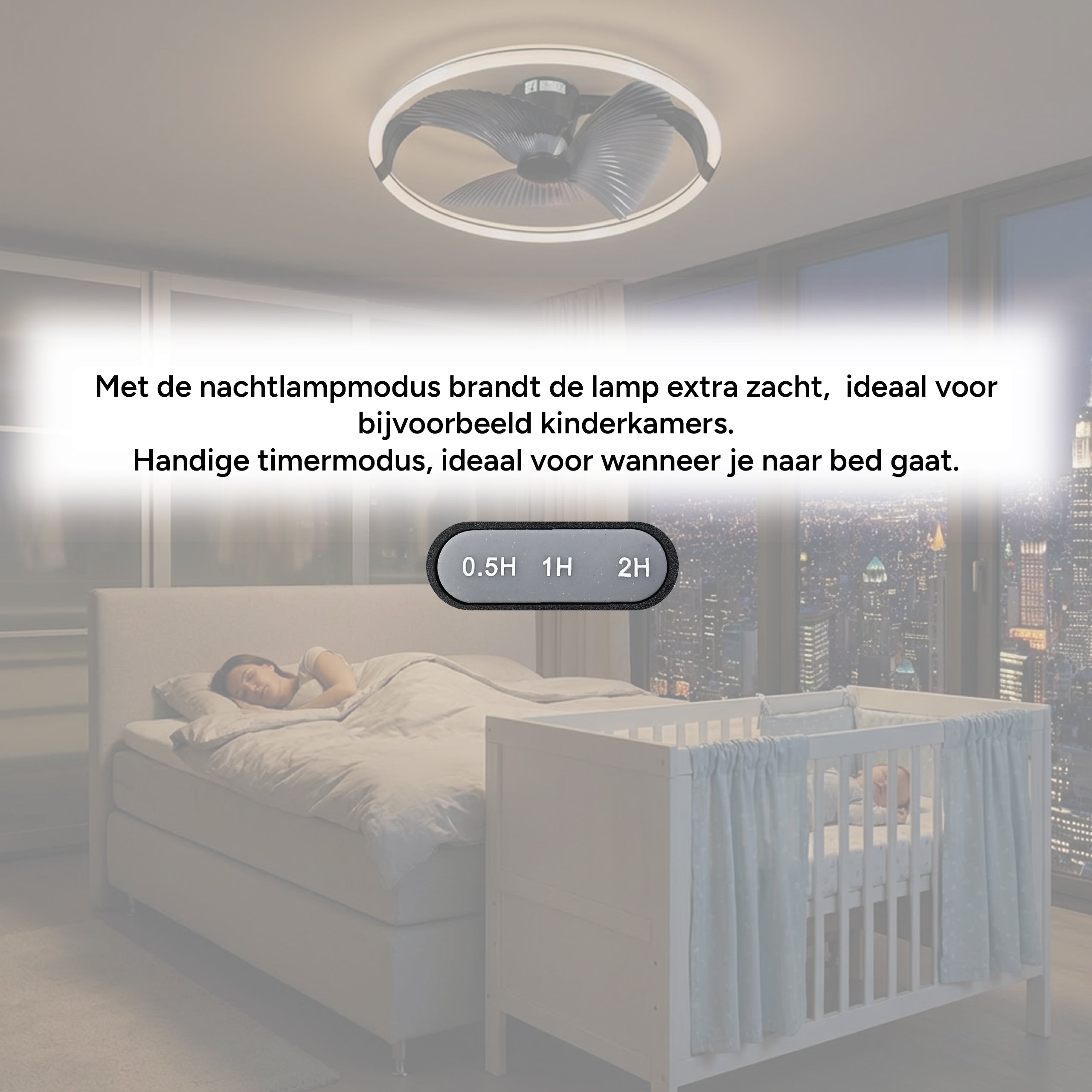 LED's Light Plafondventilator XL 74 cm - Bedienbaar met afstandsbediening - Zwart Plafondventilatoren LED.nl