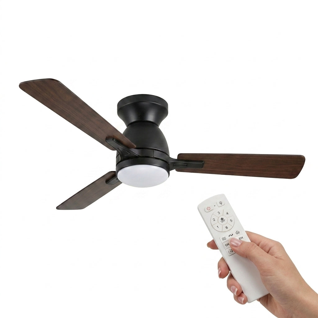 LED's Light Plafondventilator met lamp 106cm 2in1 Hout/Zwart 53W 2200lm 1800K/4000K Plafondventilatoren LED.nl