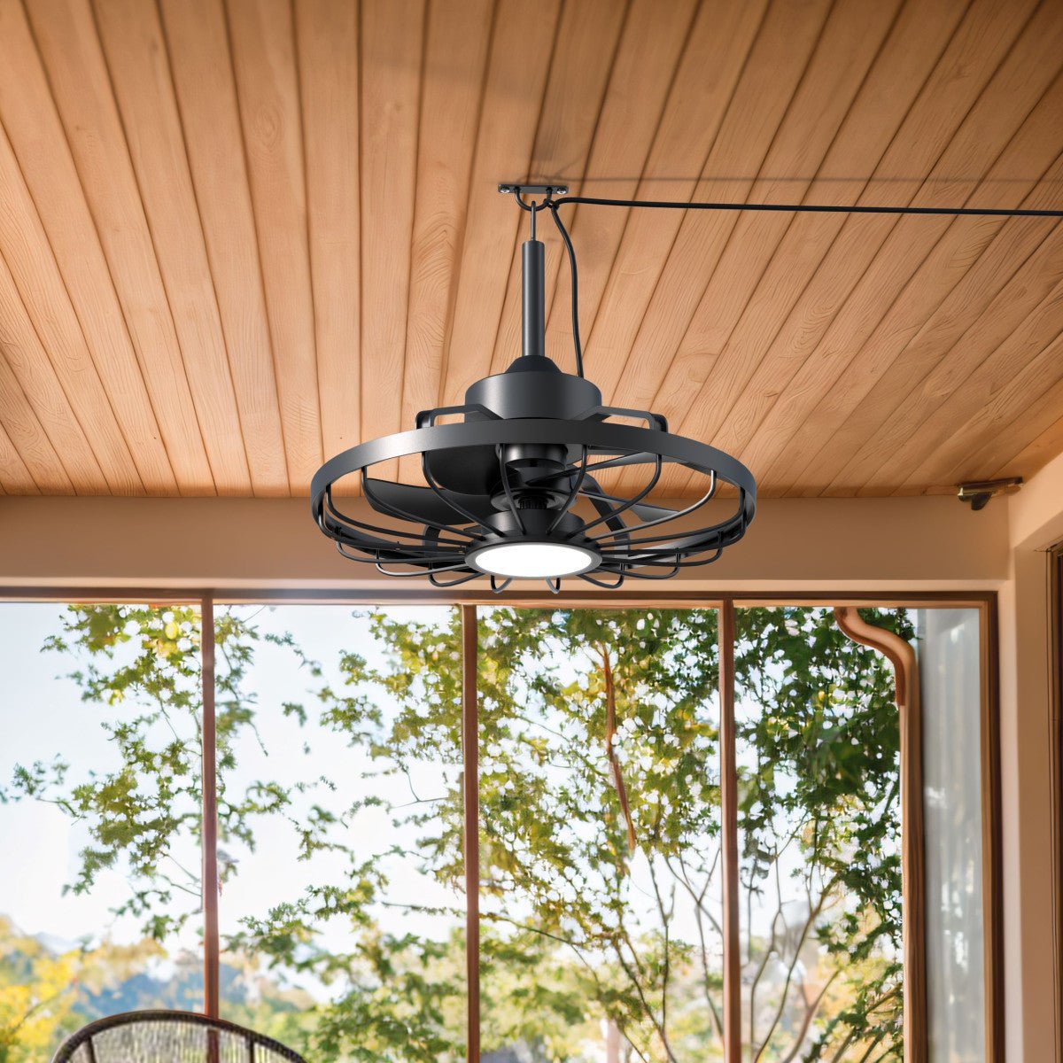 All-weather plafondlamp met ventilator – Ideaal voor veranda/overkapping en buiten/binnen ruimtes Plafondventilatoren LED.nl