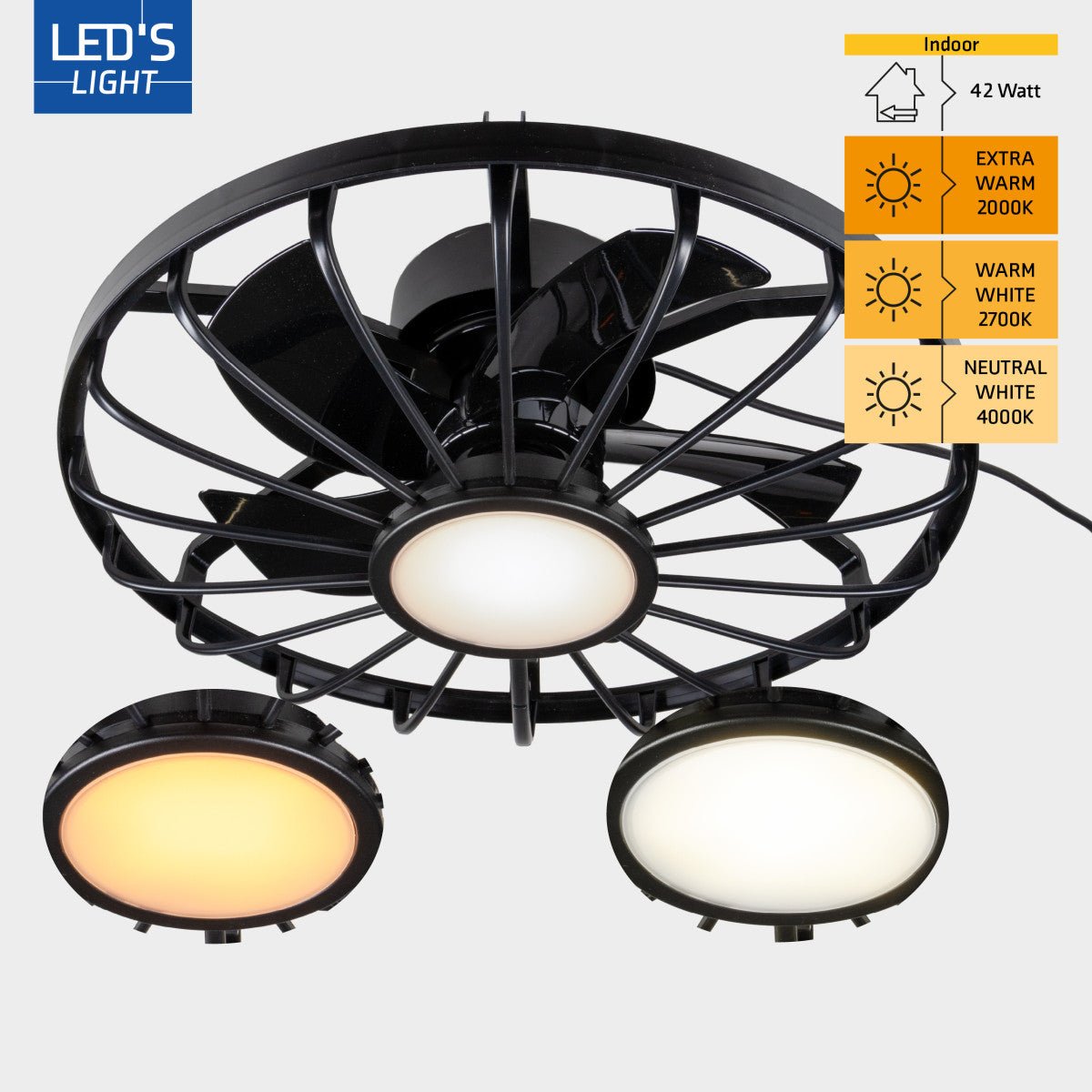 All-weather plafondlamp met ventilator – Ideaal voor veranda/overkapping en buiten/binnen ruimtes Plafondventilatoren LED.nl