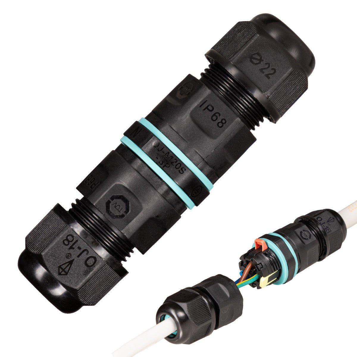 Kabelverbinder I connector - Voor kabels van 5 tot 10 mm - voor buiten en binnen - Zwart Kabelverbinders LED.nl