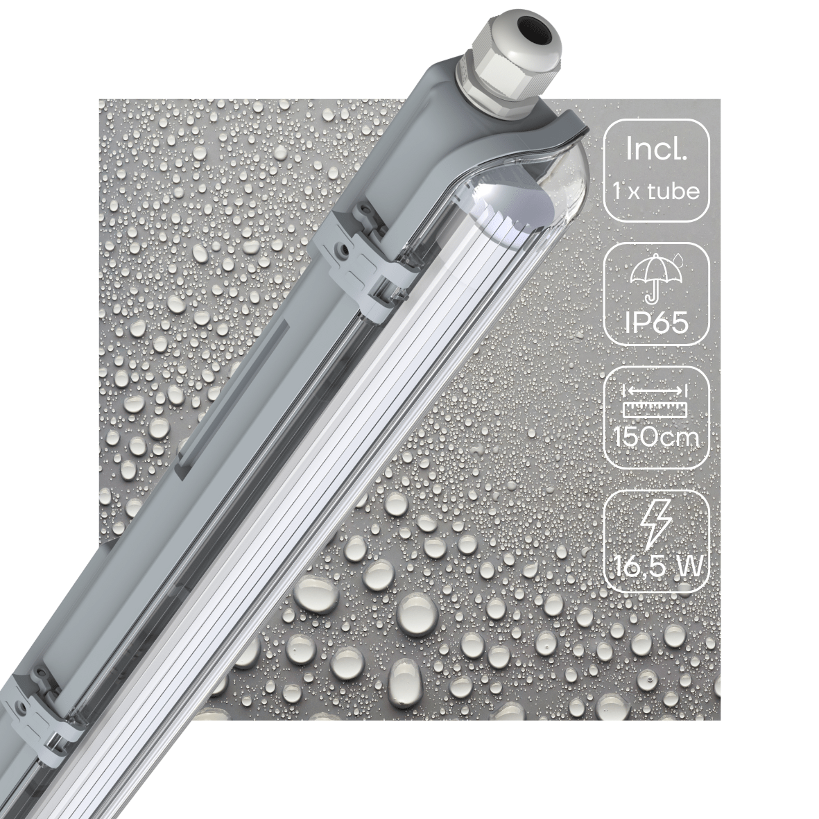 LED's Light Complete LED TL lamp met LED buis 150 cm - Binnen en buiten - 3060lm - 16.5W - 4000K - 185lm/w - Energielabel B TL verlichting LED.nl