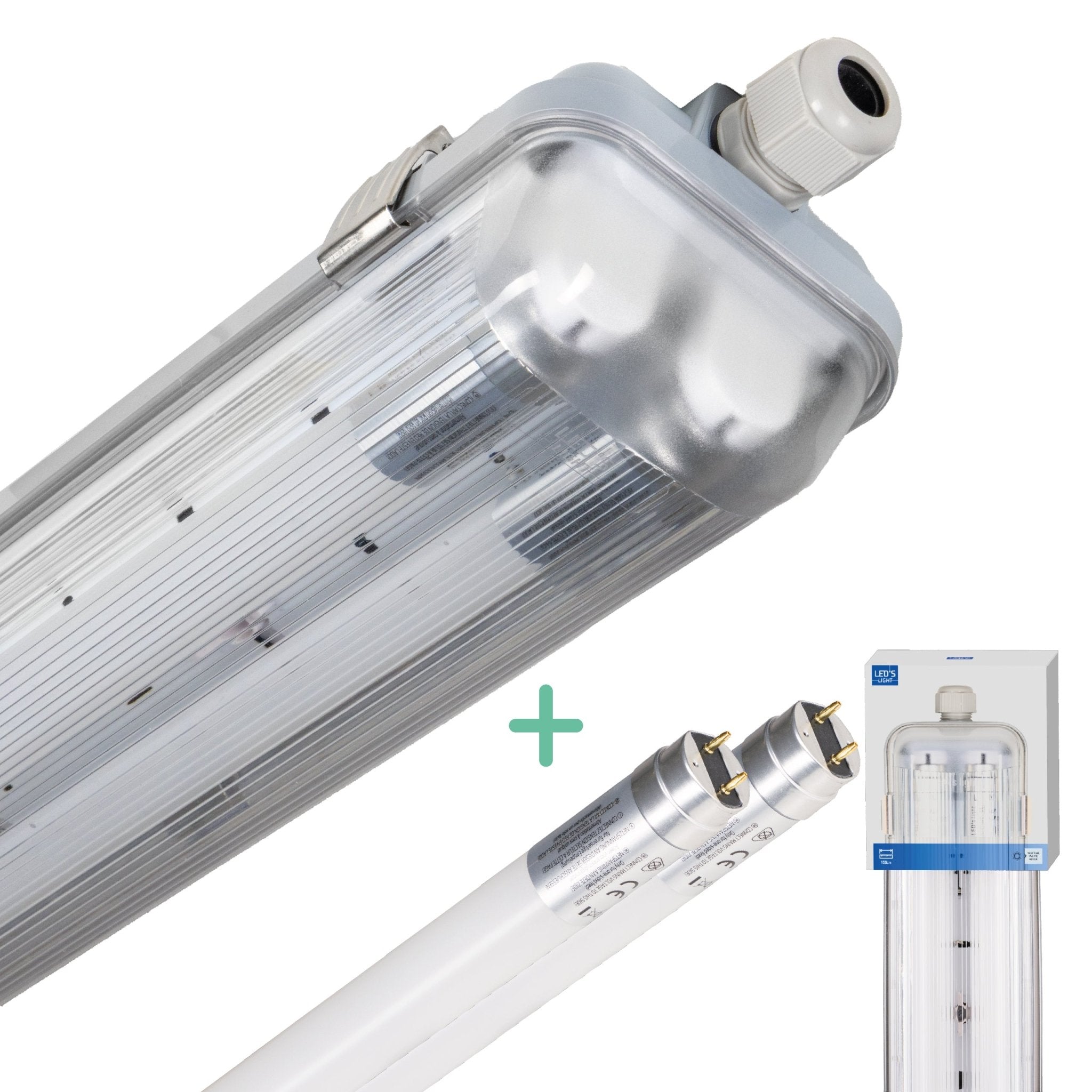 LED's Light Dubbele LED TL lamp 150 cm - compleet met LED buizen - Binnen en buiten - 6120 lm - 2x16.5W - 4000K - 185lm/w - Energielabel B TL verlichting LED.nl