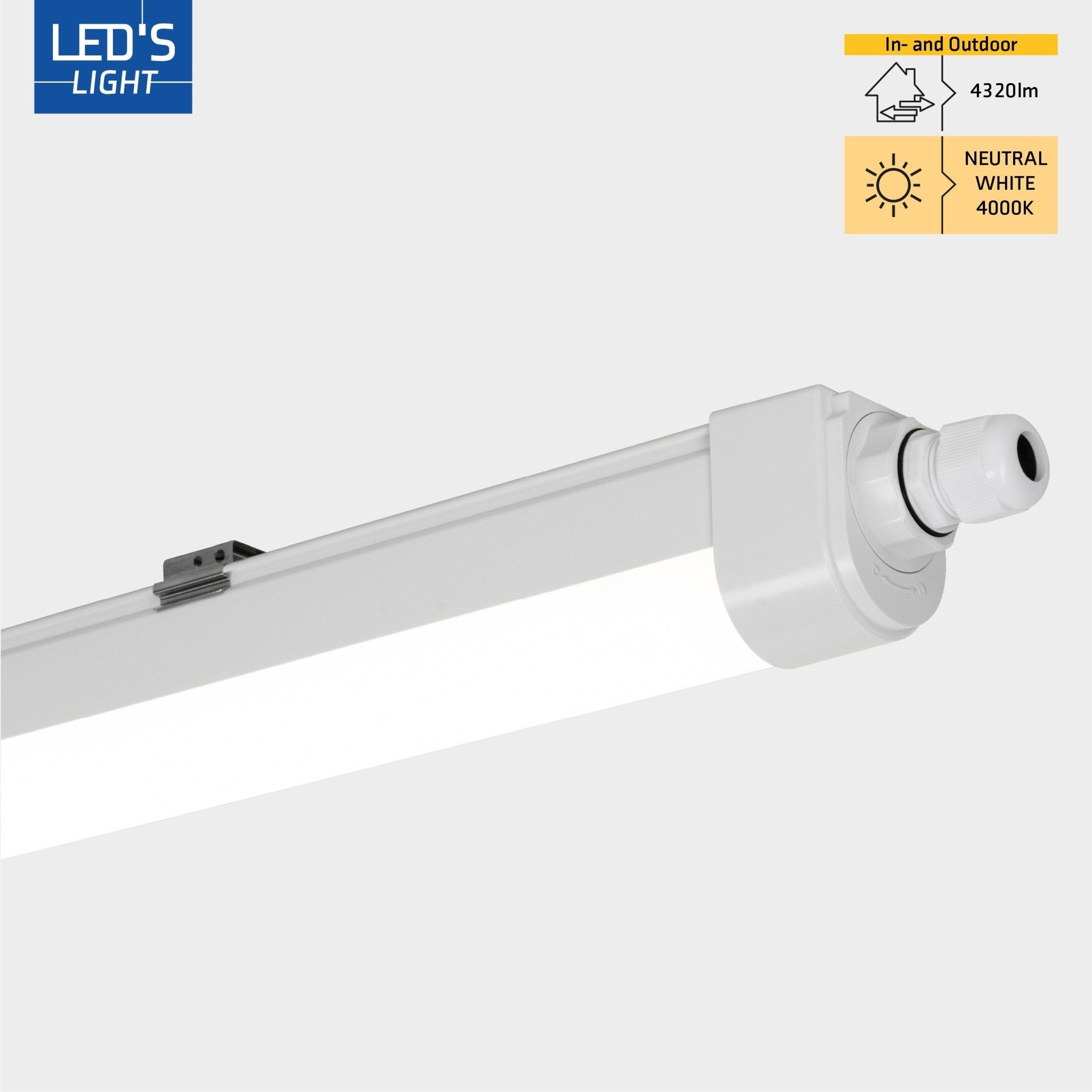 4 PACK - LED's Light LED TL lamp compleet - Koppelbaar tot 10 lampen - Waterdicht - 36W, 120cm, 4320lm 4000K - IP65 IK08 TL verlichting LED.nl