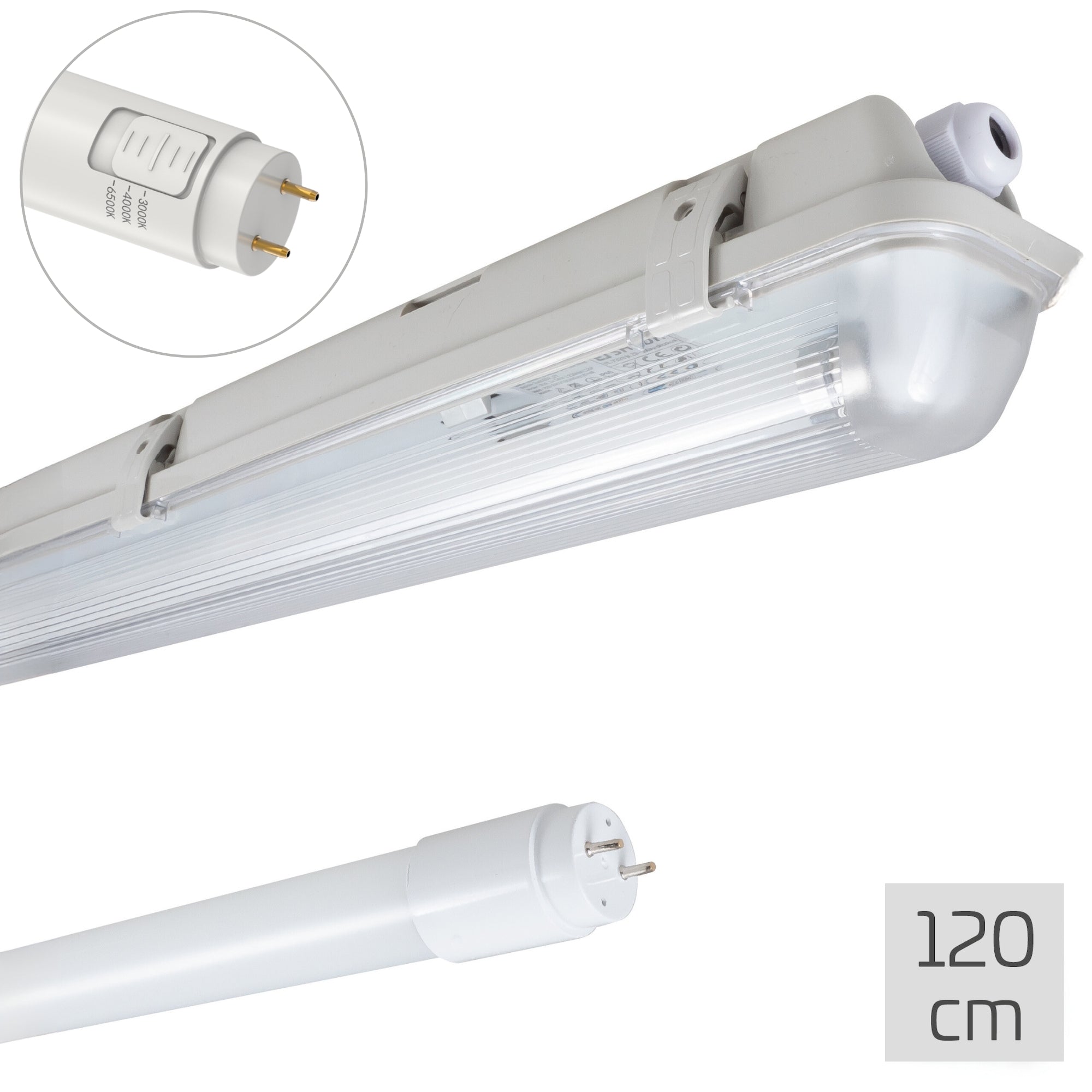 LED's Light LED TL verlichting compleet met LED TL buis 120 cm - 3 lichtkleuren - 18W (36W) TL verlichting LED.nl