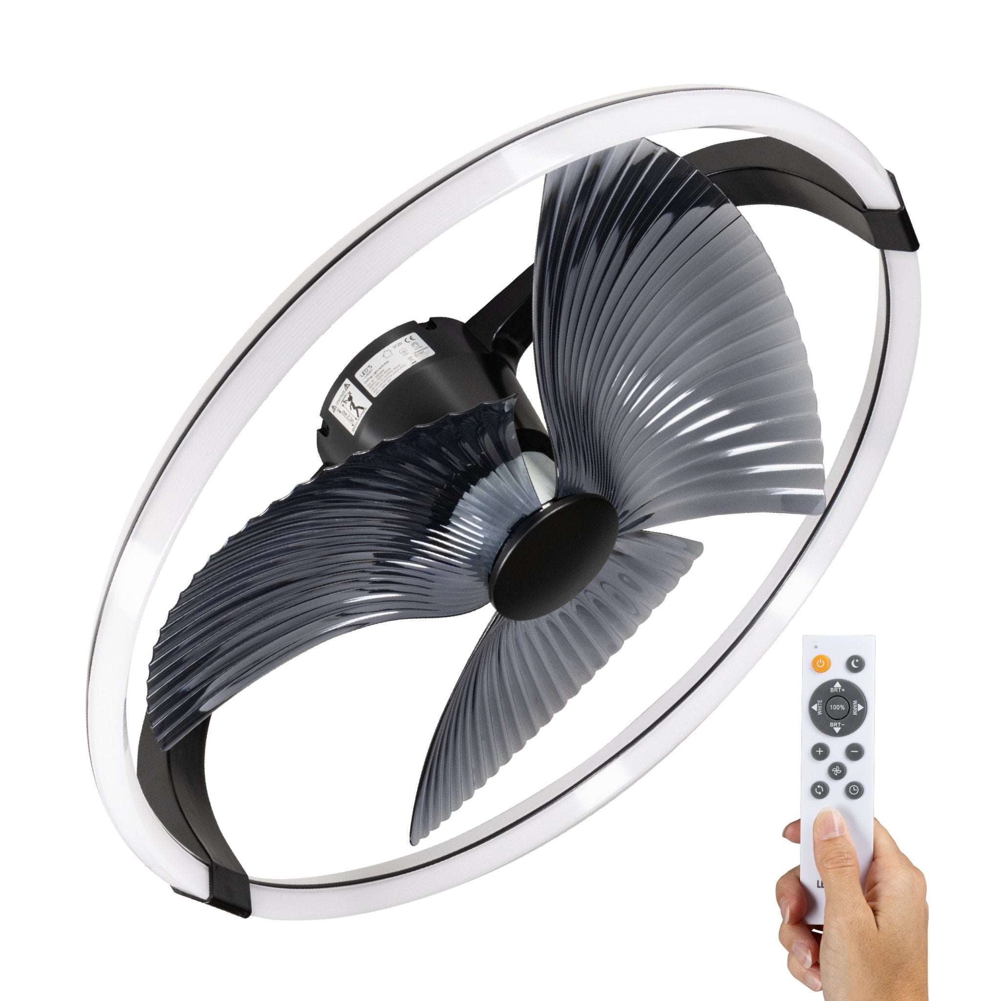 LED's Light Plafondventilator XL 74 cm - Bedienbaar met afstandsbediening - Zwart Plafondventilatoren LED.nl