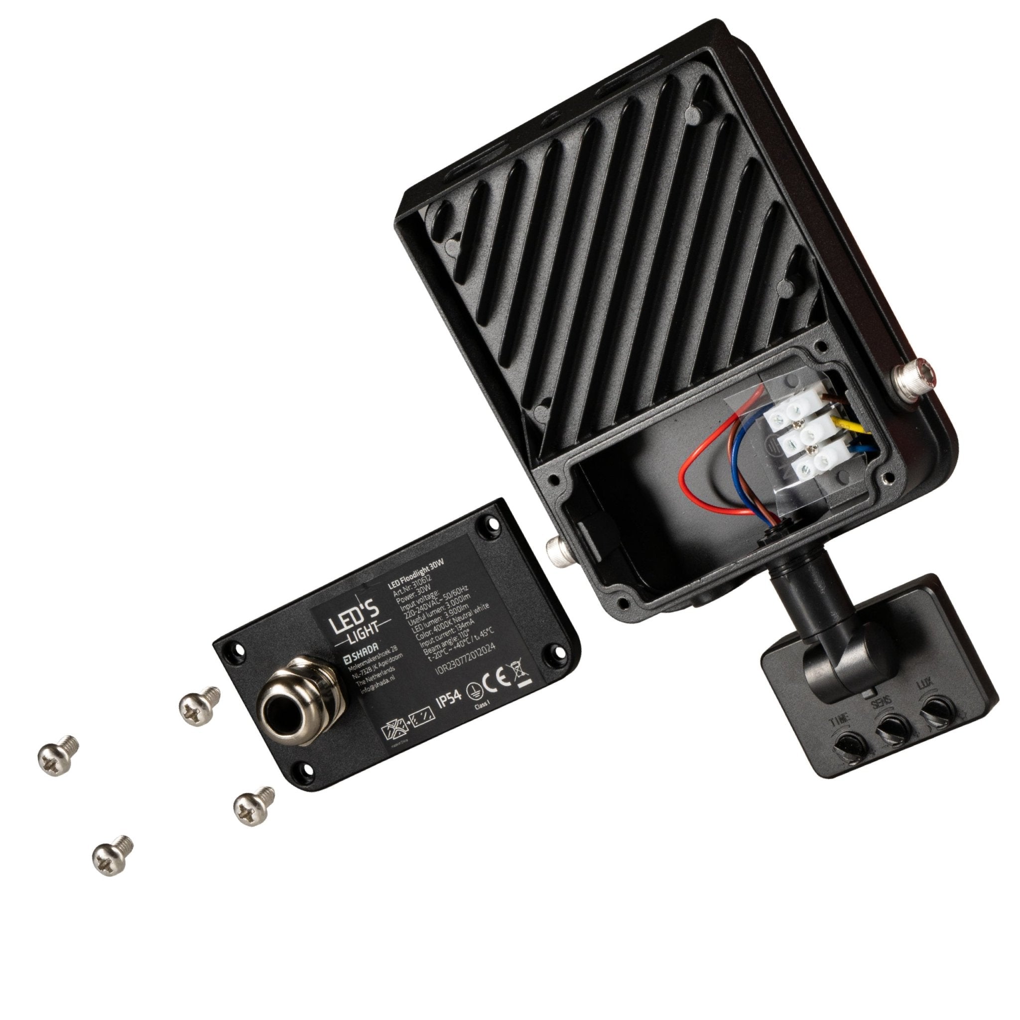 LED's Light Schijnwerper met Bewegingssensor 3600 - Waterdicht & Kantelbaar - 30W Schijnwerpers LED.nl