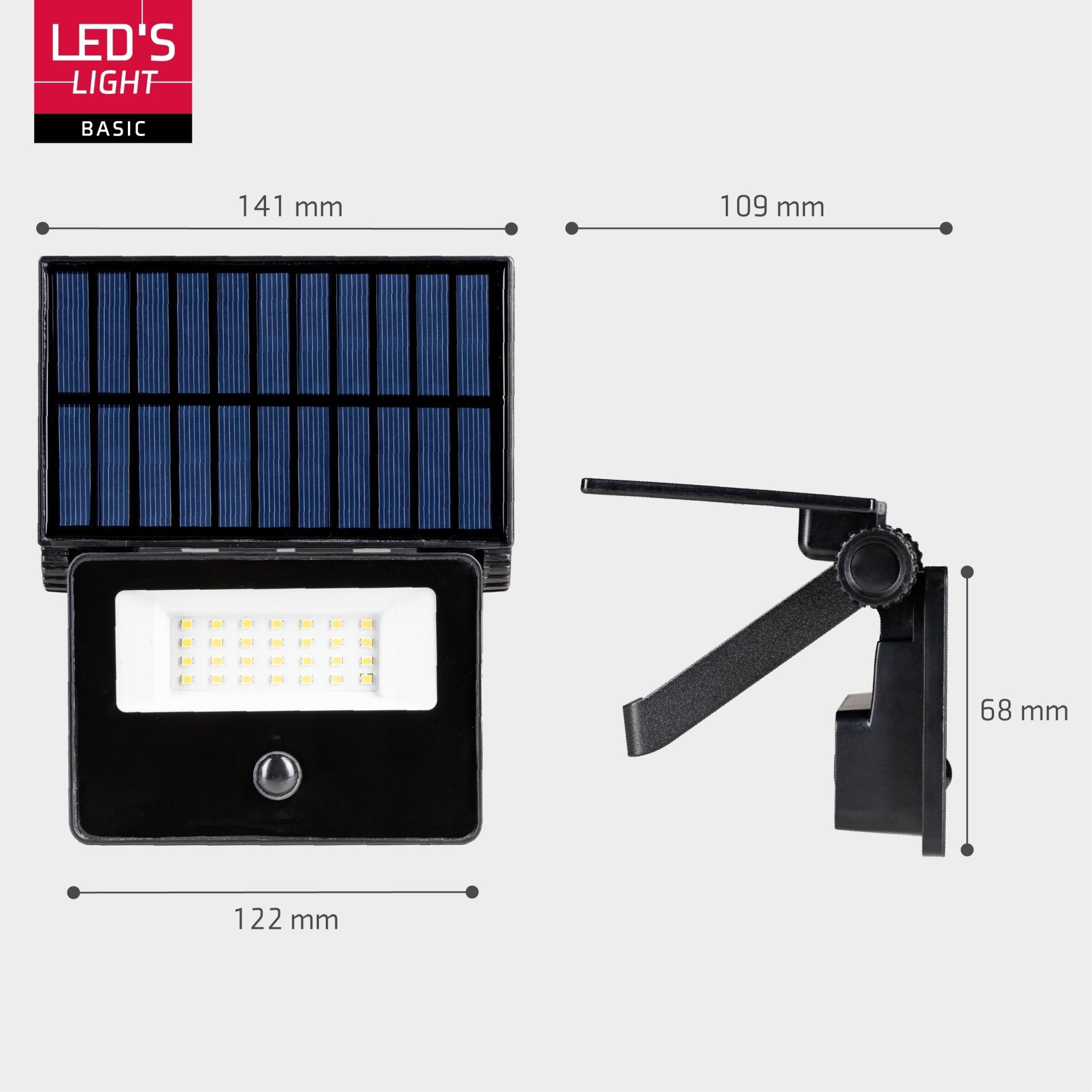 LED's Light Solar Schijnwerper met bewegingssensor - Volledig draadloze buitenlamp - Zwart Buitenlampen LED.nl