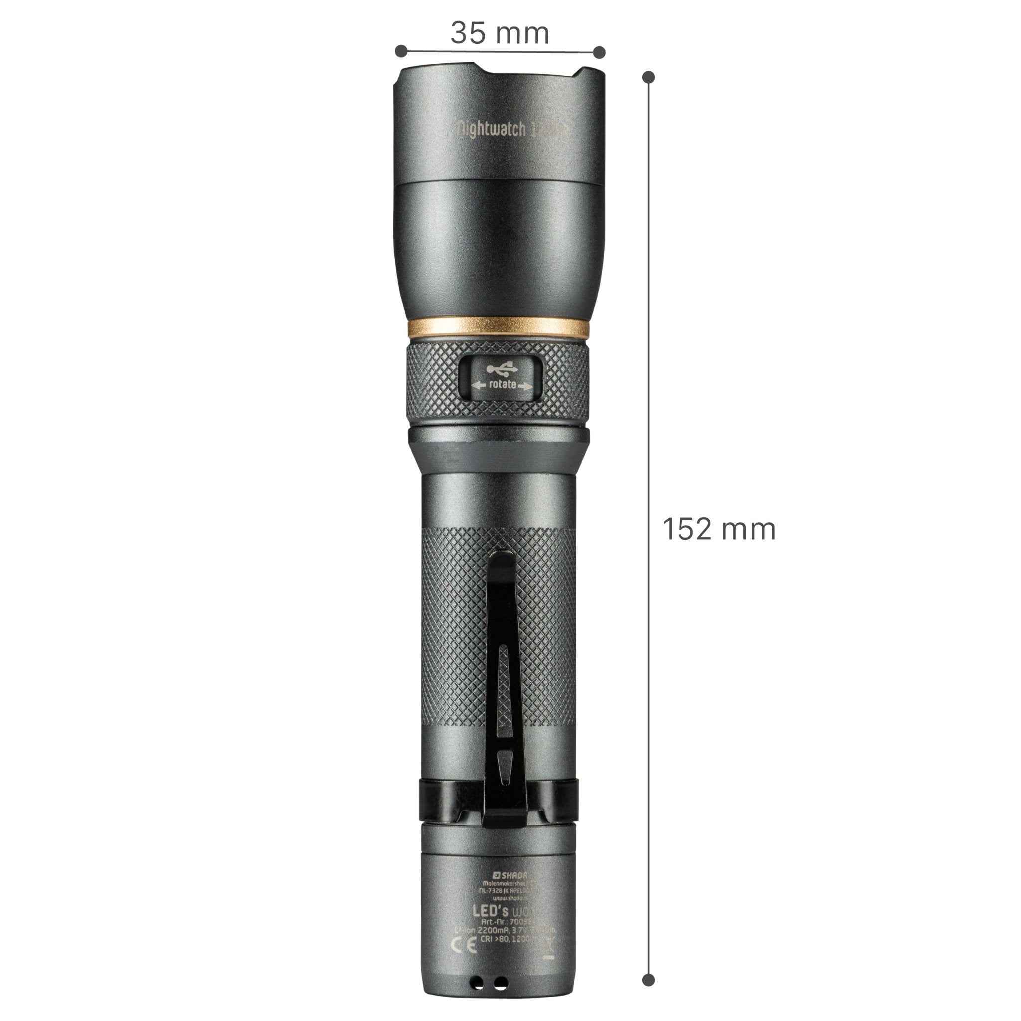 LED's Work Oplaadbare LED Zaklamp - 1200 Lumen - IPX7 Waterdicht - Met 3 lichtstanden LED.nl