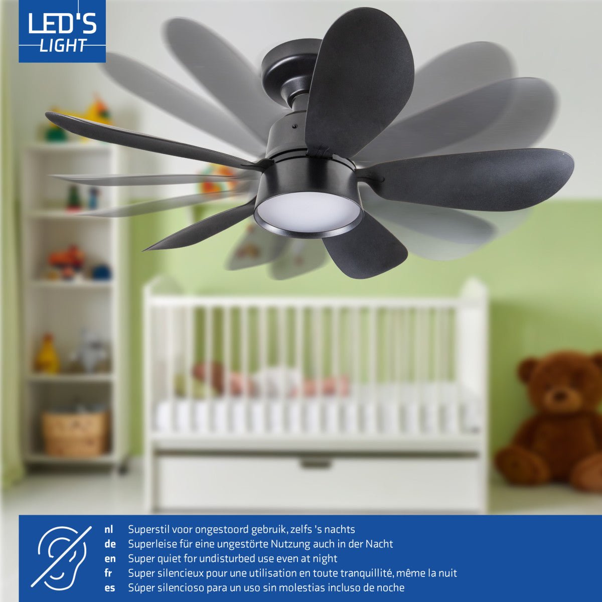 Plafondlamp met ventilator - 25W 1100lm 3000K/6500K Verwijderbare bladen Gemakkelijke installatie Plafondventilatoren LED.nl