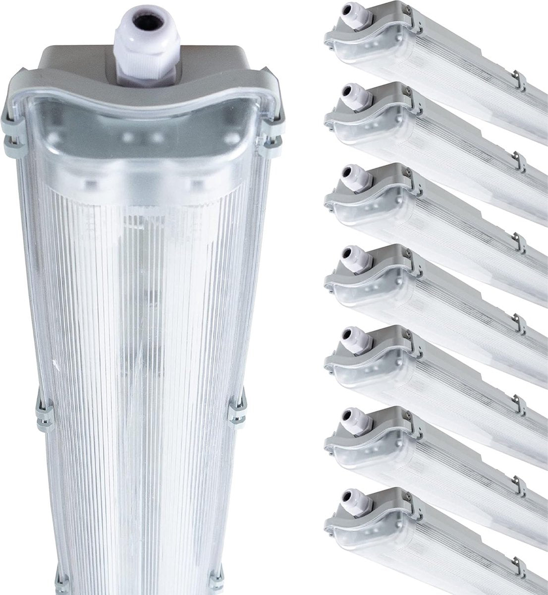 Proventa LED TL dubbel 8 armaturen met 16 buizen 150 cm - Koud wit licht 6500 K - Voordeelverapkking - 8 stuks TL verlichting LED.nl