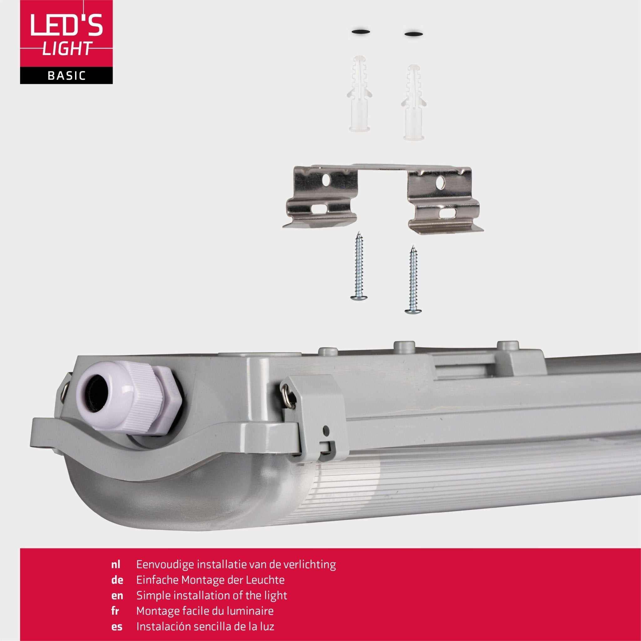 LED's Light LED TL dubbel armatuur met 2 lampen 120 cm - Koud wit licht 6500 K - Waterdicht - Complete set TL verlichting LED.nl