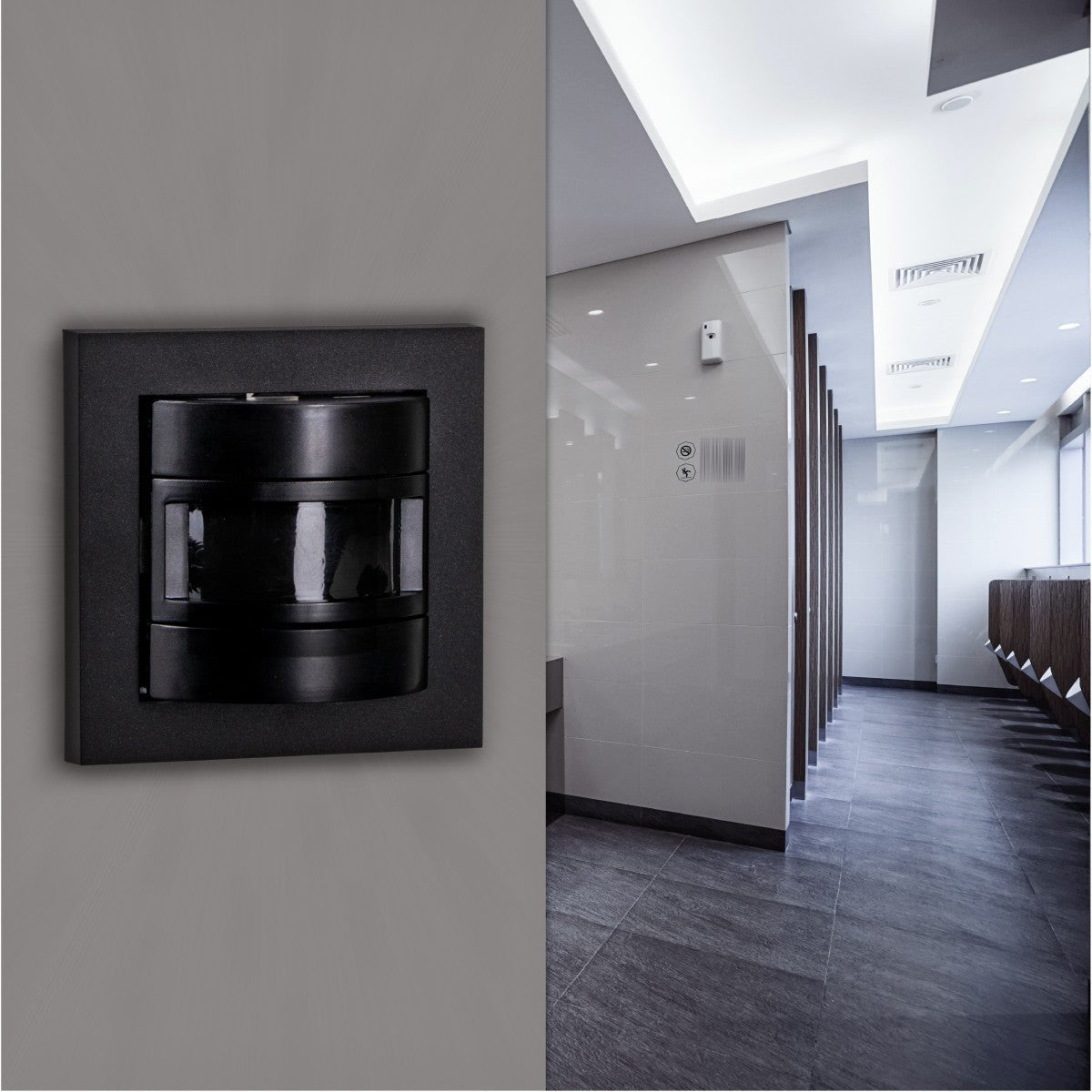 Wandschakelaar met Bewegingssensor - 55 x 55 mm inbouw - Compatibel met LED - Zwart LED.nl