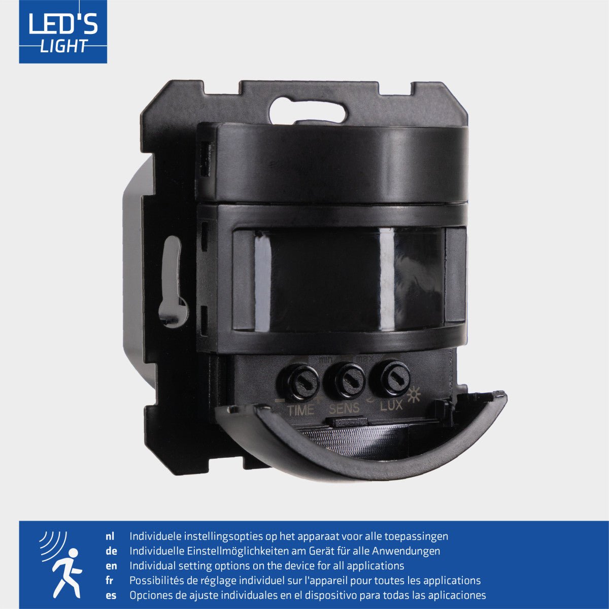 Wandschakelaar met Bewegingssensor - 55 x 55 mm inbouw - Compatibel met LED - Zwart LED.nl