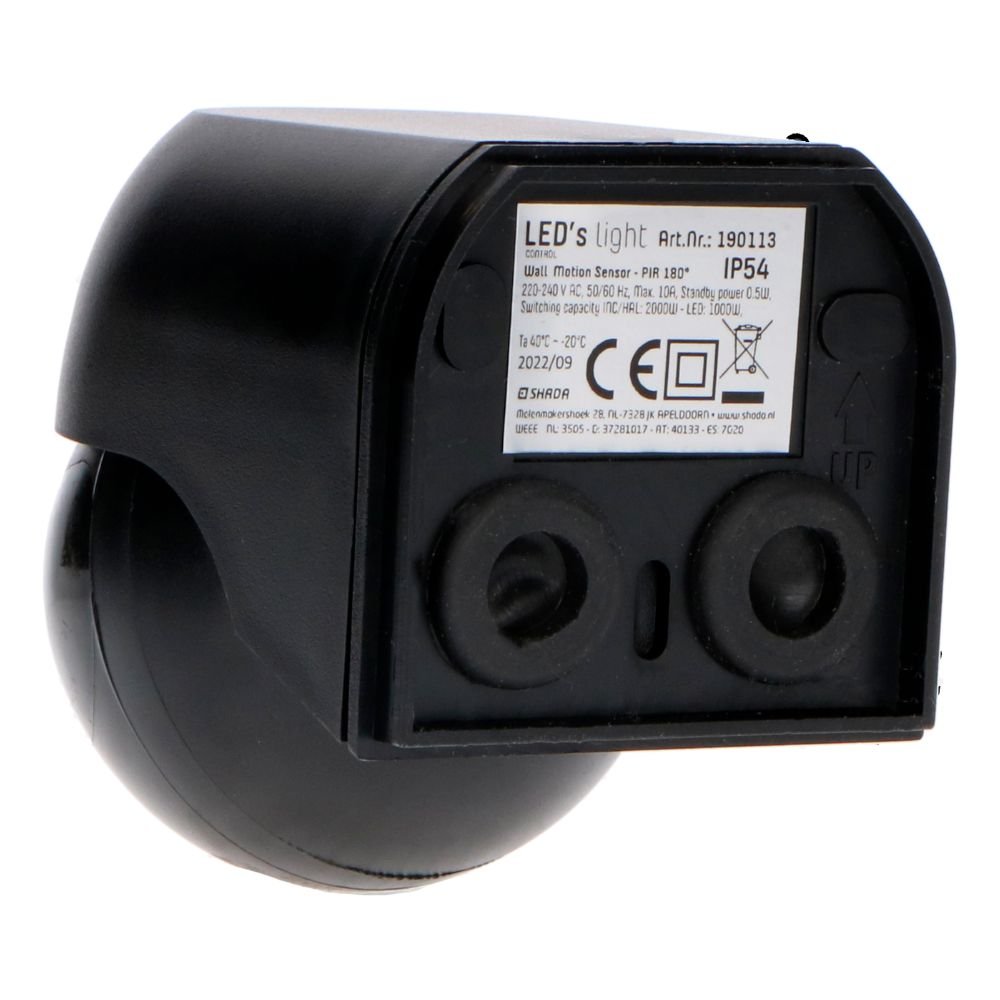 LED's Light 2-in-1 Bewegingsmelder met 12 meter bereik - Voor binnen & buiten - Wandmontage - Zwart Sensoren LED.nl