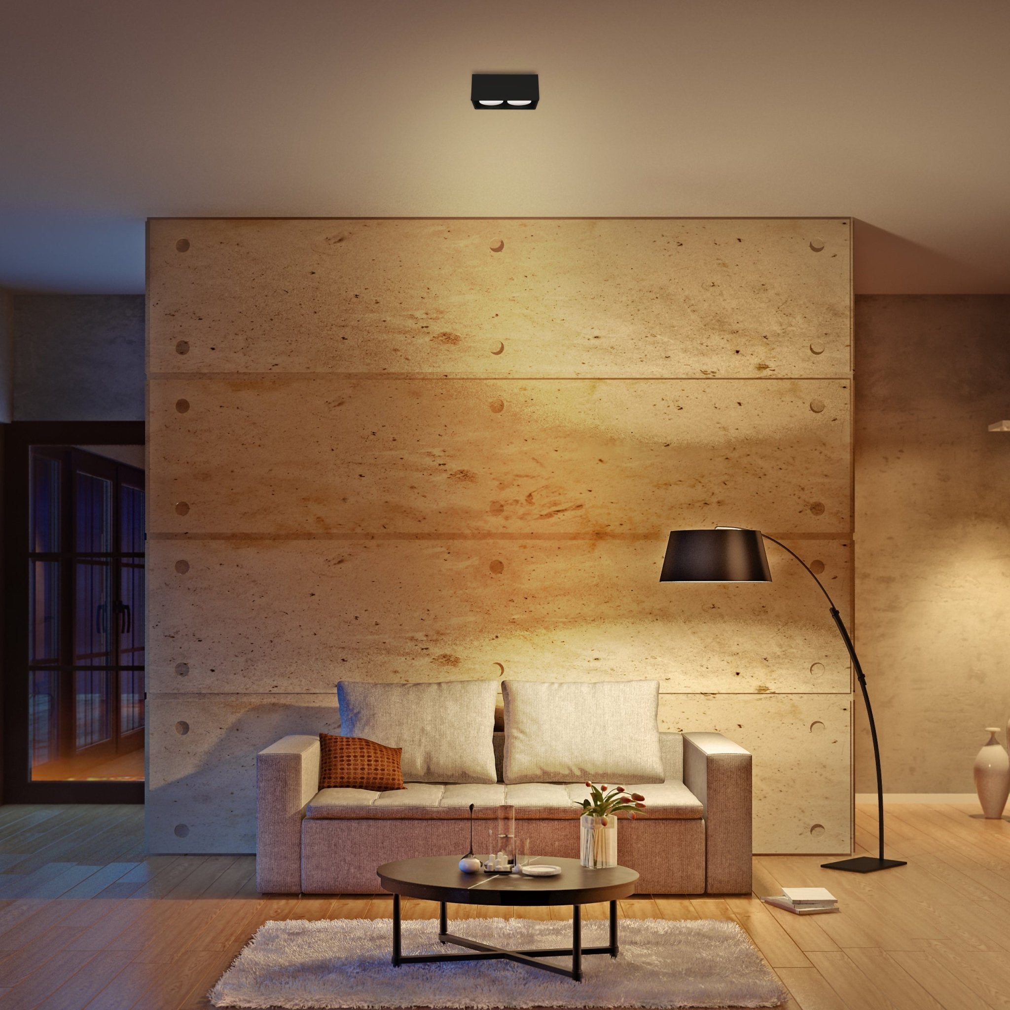 LED's Light Cube LED Plafondlamp - 2 lichtpunten - Draaibaar licht - Staal - 20 x 8 cm - Zwart Plafondlampen LED.nl