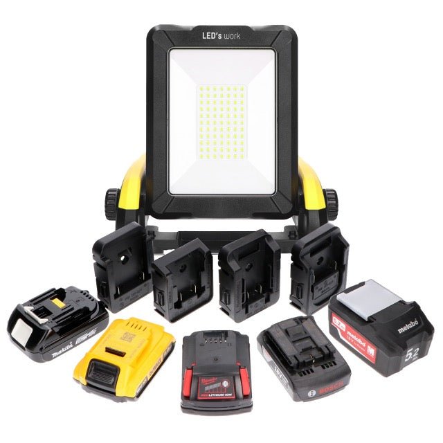 LED's Work 18V Draadloze LED Werklamp 2900 - Werkt op accu van Makita, Bosch, Dewalt, Milwaukee, Metabo – IP54 Bouwlampen LED.nl