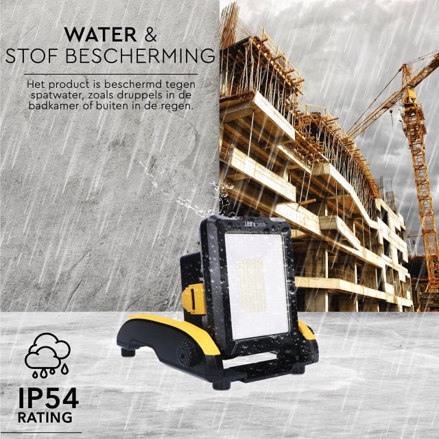 LED's Work 18V Draadloze LED Werklamp 2900 - Werkt op accu van Makita, Bosch, Dewalt, Milwaukee, Metabo – IP54 Bouwlampen LED.nl