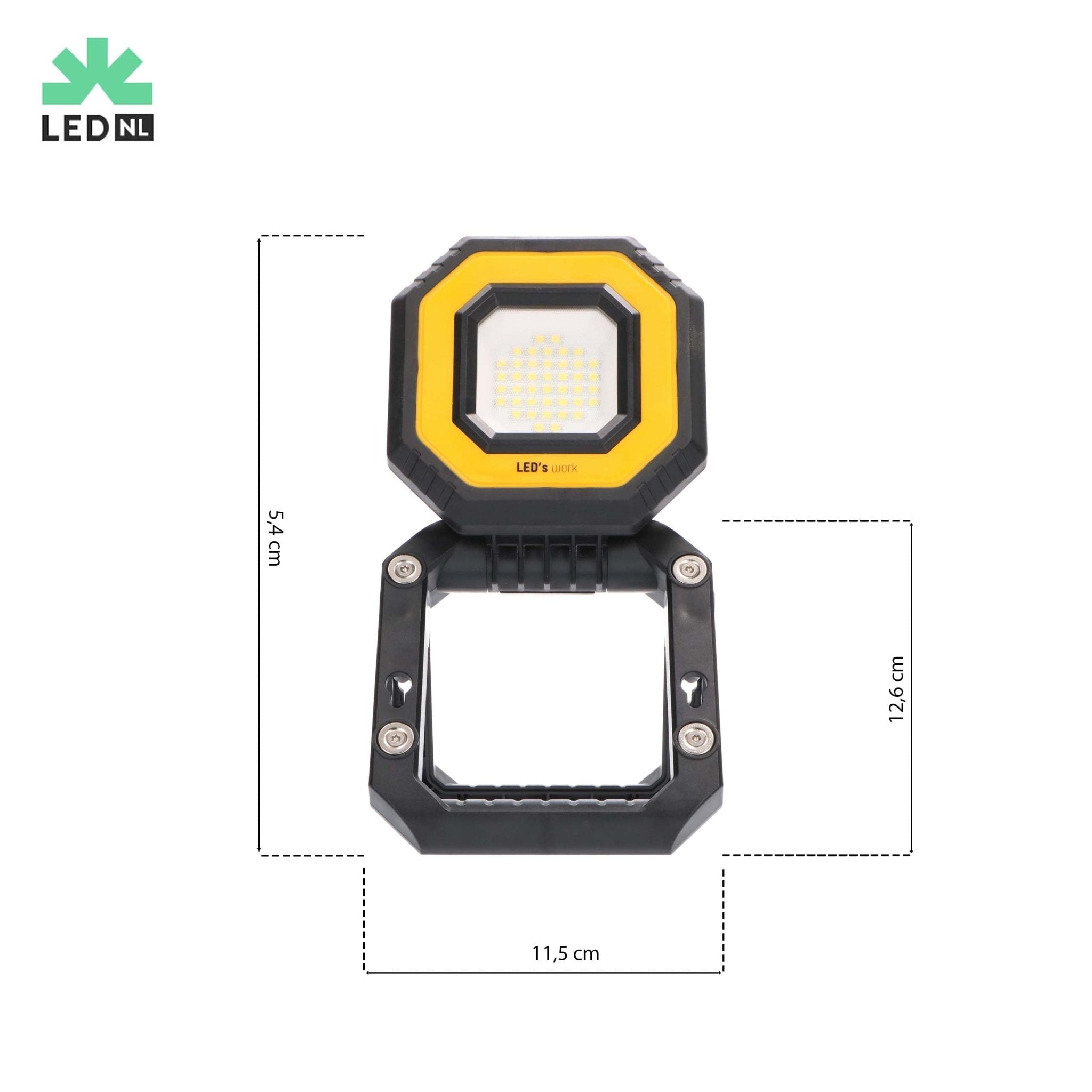 LED's Work Draagbare LED Bouwlamp 750 - Met accu oplaadbaar – Dimbaar in 3 standen - IP54 Werklampen LED.nl