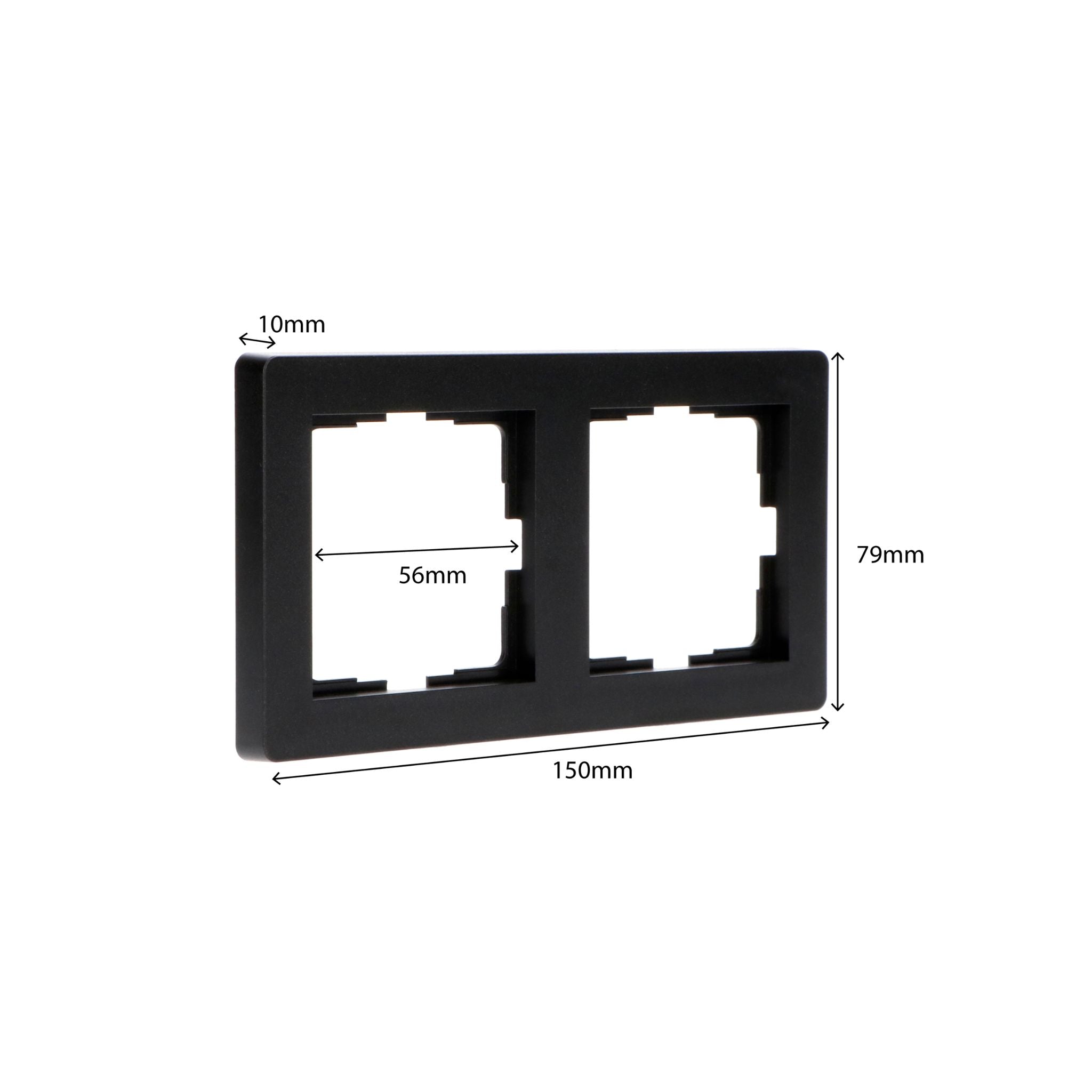 Dubbelframe voor wandcontactdoos - Universeel - 55 x 55 mm - Zwart Stekkers LED.nl