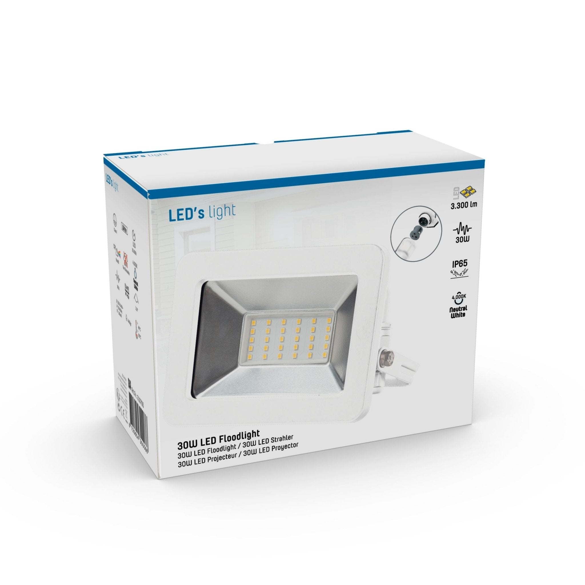 LED's Light Floodlight 3300 - Waterdicht IP65 - 30W - Wit Schijnwerpers LED.nl