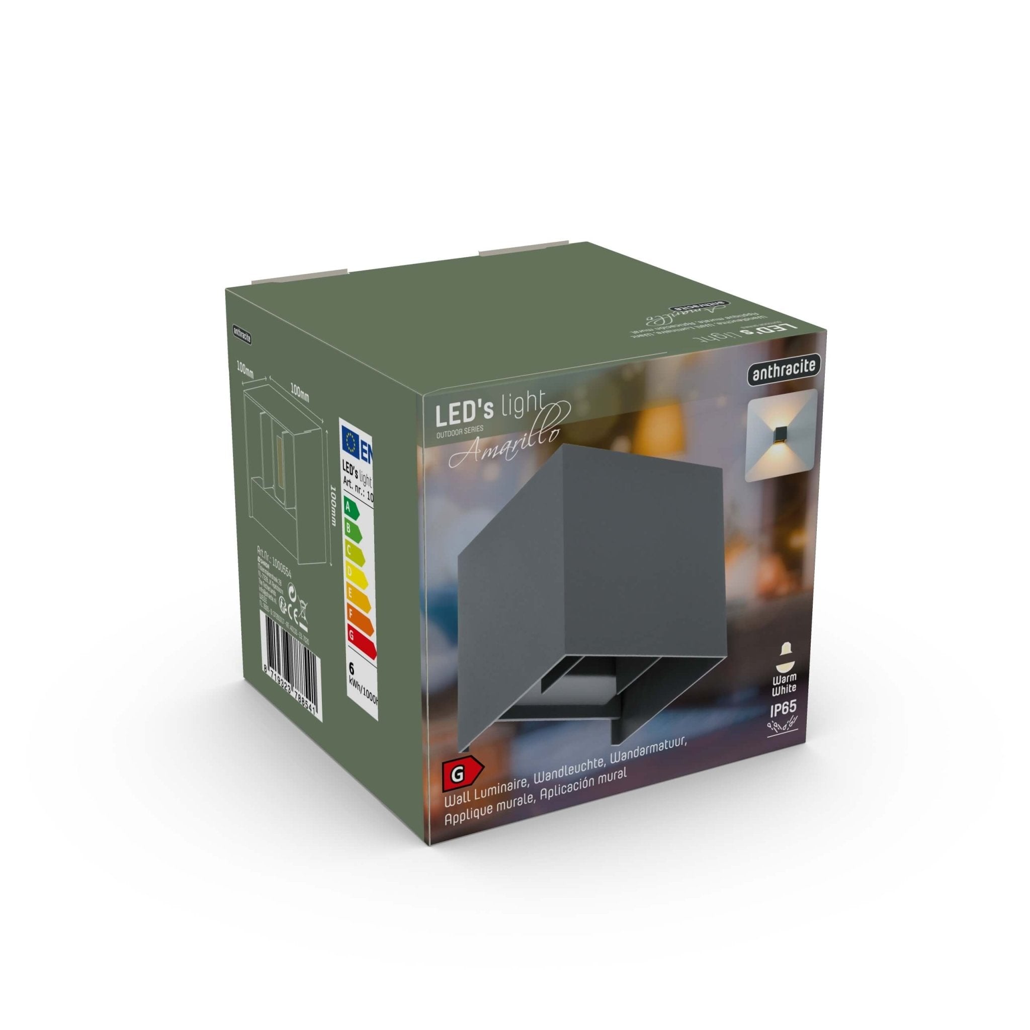 LED's Light Kubus LED Wandlamp voor buiten - Omhoog&Omlaag licht - IP65 - Antraciet Wandlampen LED.nl