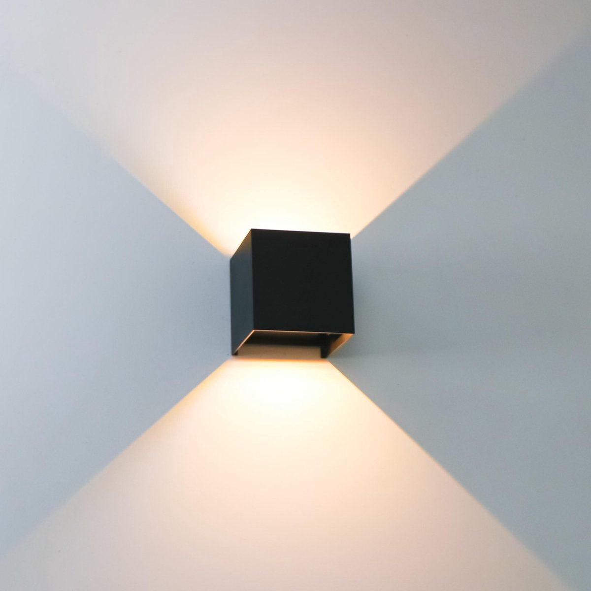 LED's Light Kubus LED Wandlamp voor buiten - Omhoog&Omlaag licht - IP65 - Zwart Wandlampen LED.nl