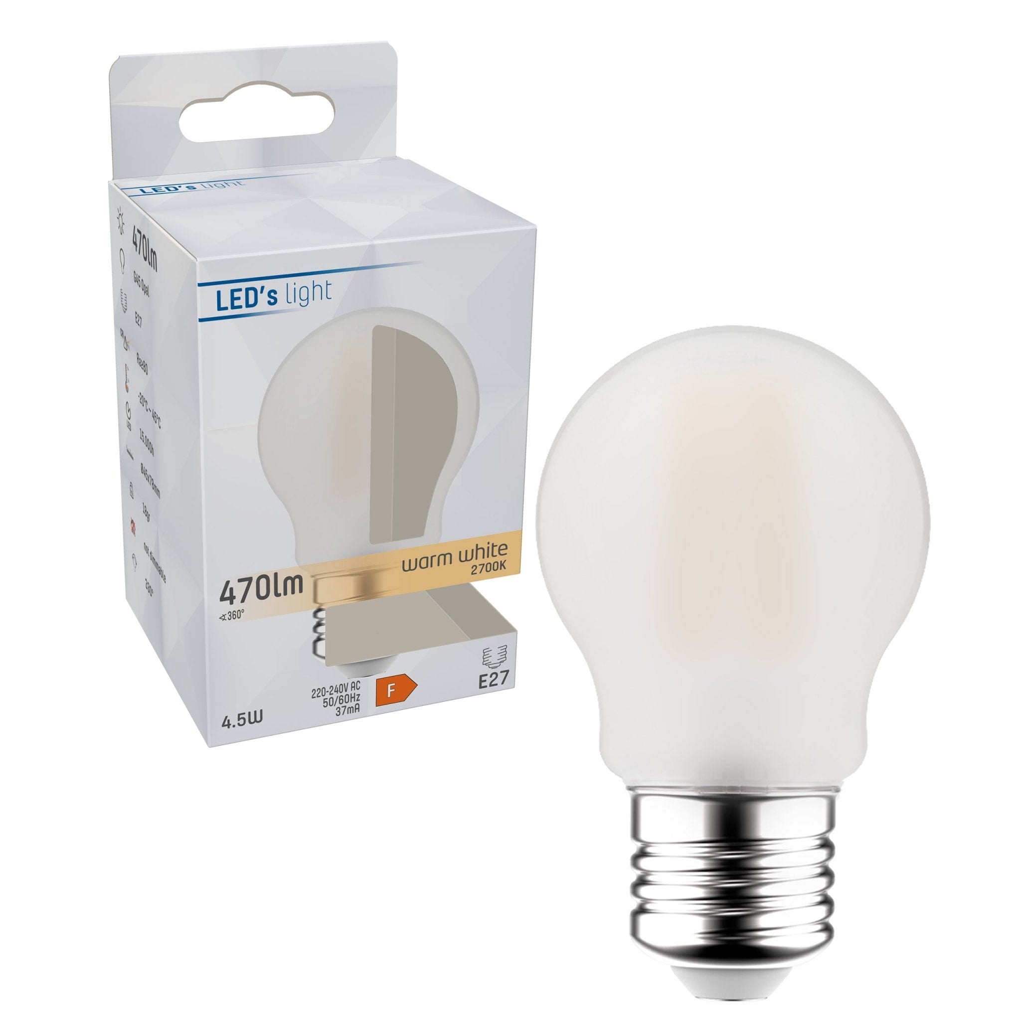 LED Lamp E27 - Melkglas - Warm wit licht - 470 lm LED Filament Lampen LED.nl