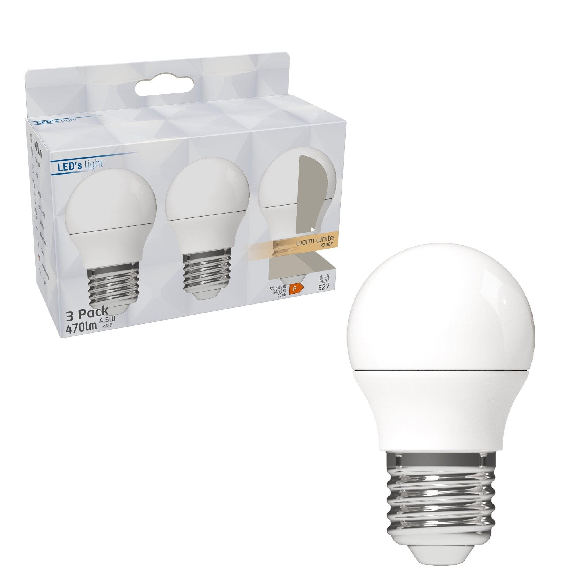 LED E27 Lampen - 470 lm - Warm wit licht - 3 lampen Lichtbronnen LED.nl