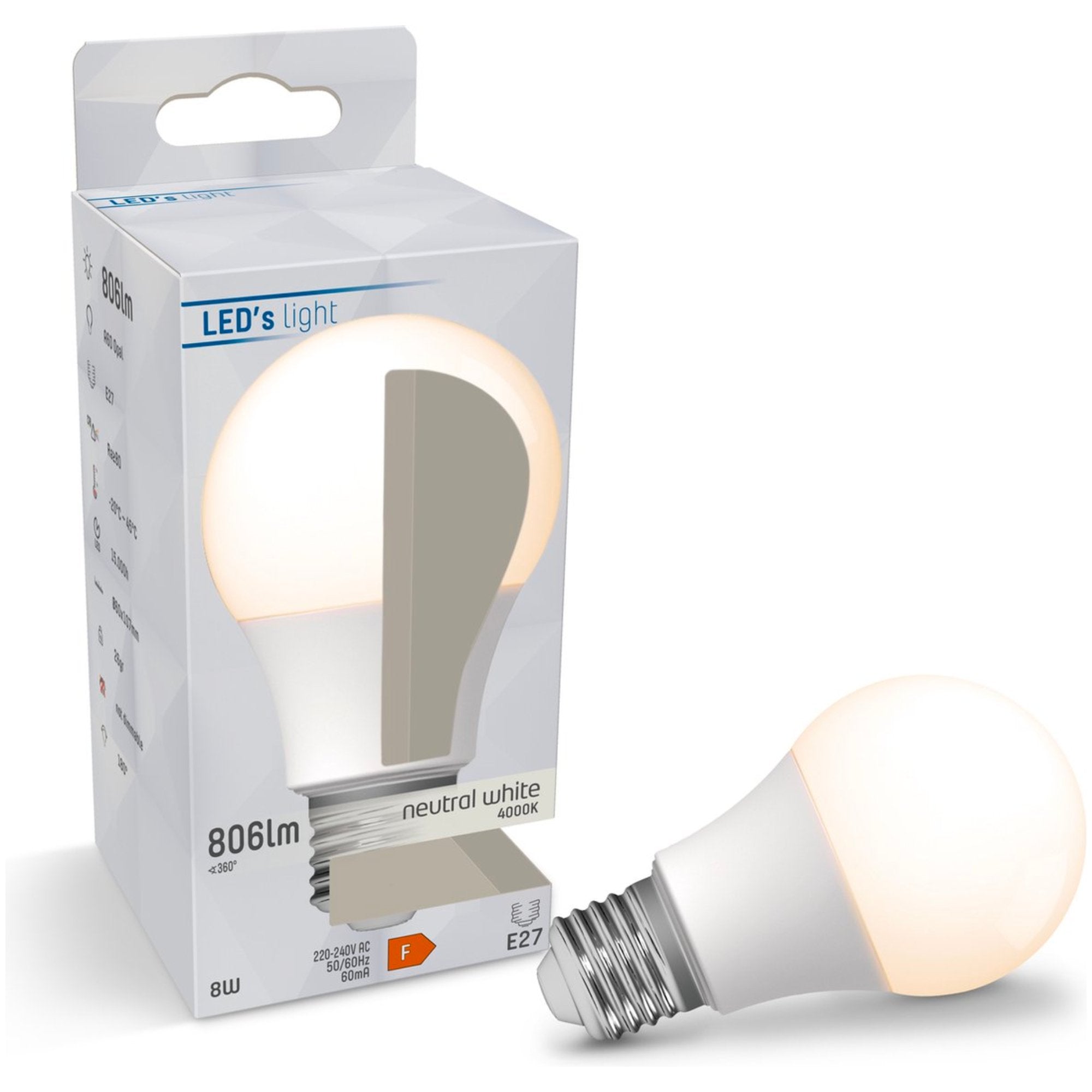 LED Lamp E27 - 806 lm - Koud wit licht - 1 lamp Lichtbronnen LED.nl