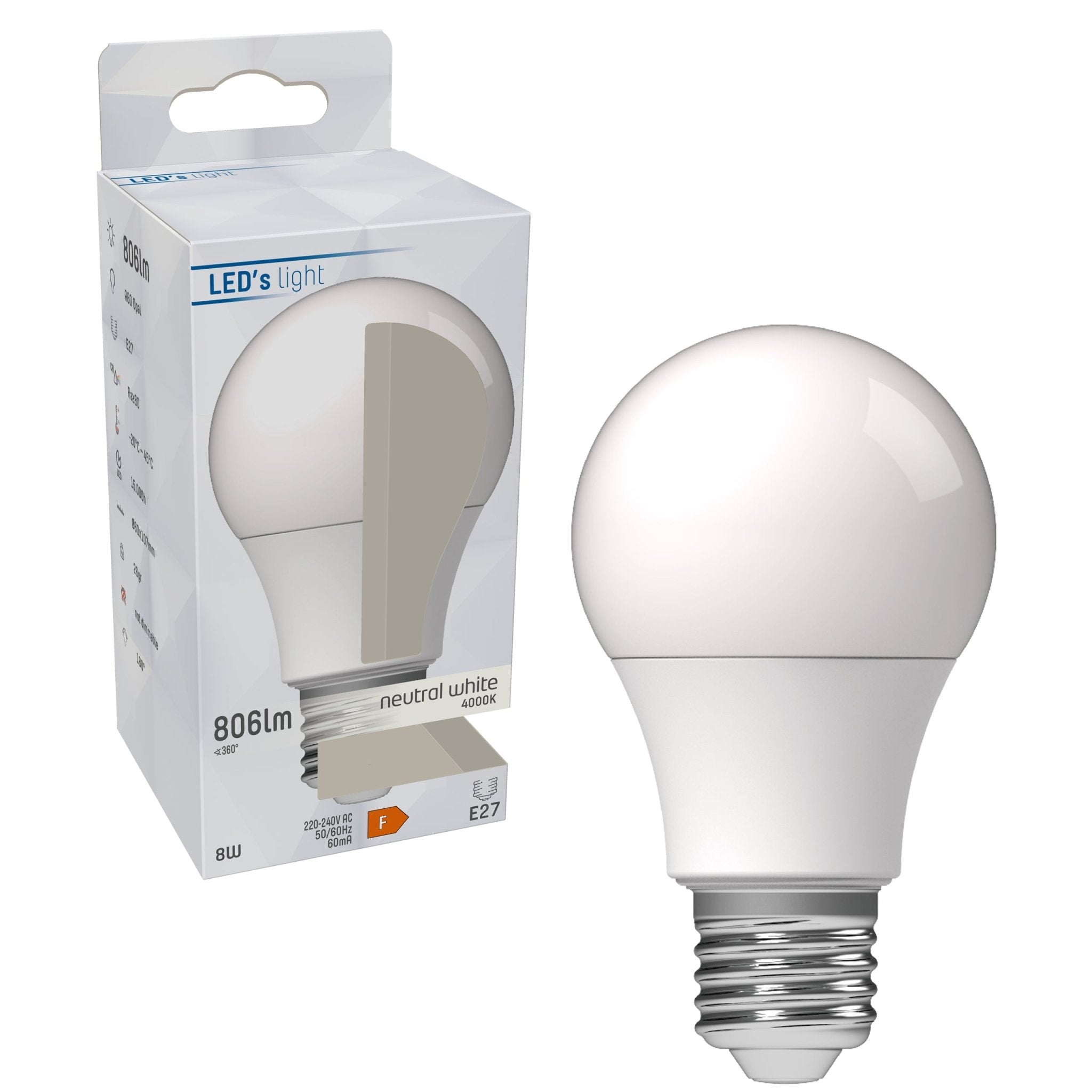 LED Lamp E27 - 806 lm - Koud wit licht - 1 lamp Lichtbronnen LED.nl
