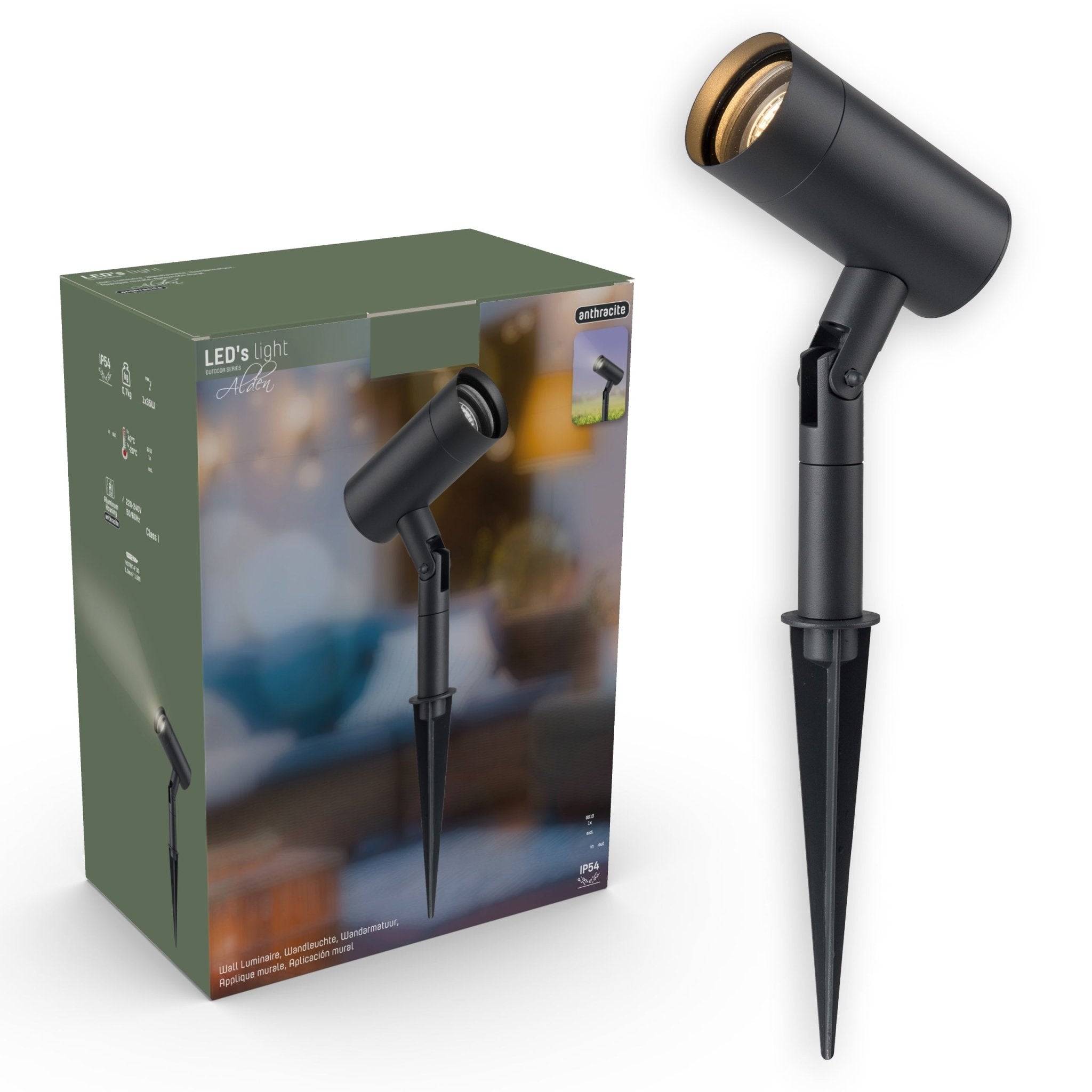 LED's Light Prikspot Tuinverlichting - Kantelbaar - GU10 fitting - IP54 waterbestendig - Antraciet Prikspotjes LED.nl