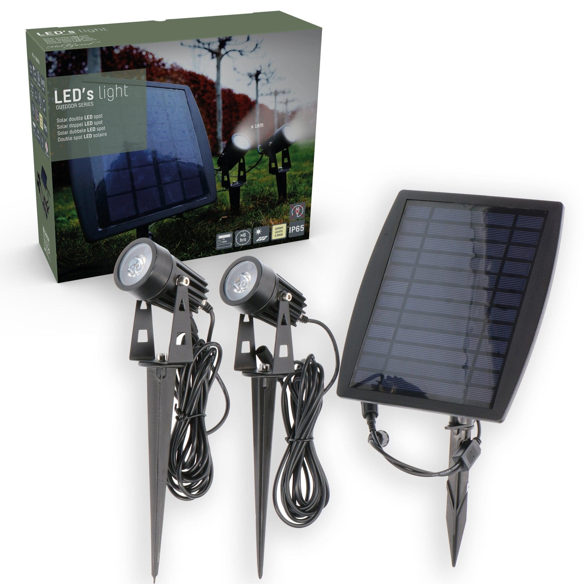 LED's Light Solar LED Tuinlamp met zonnepaneel en grondspies - Automatisch aan en uit - Met sensor - IP65 waterdicht Spotjes LED.nl