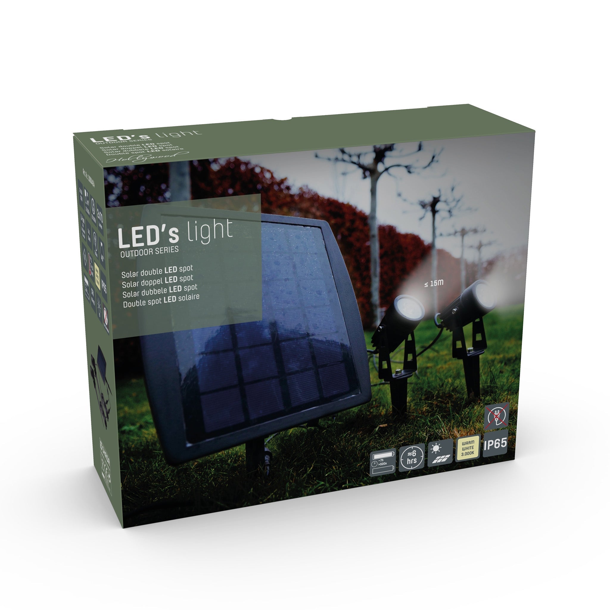 LED's Light Solar LED Tuinlamp met zonnepaneel en grondspies - Automatisch aan en uit - Met sensor - IP65 waterdicht Spotjes LED.nl