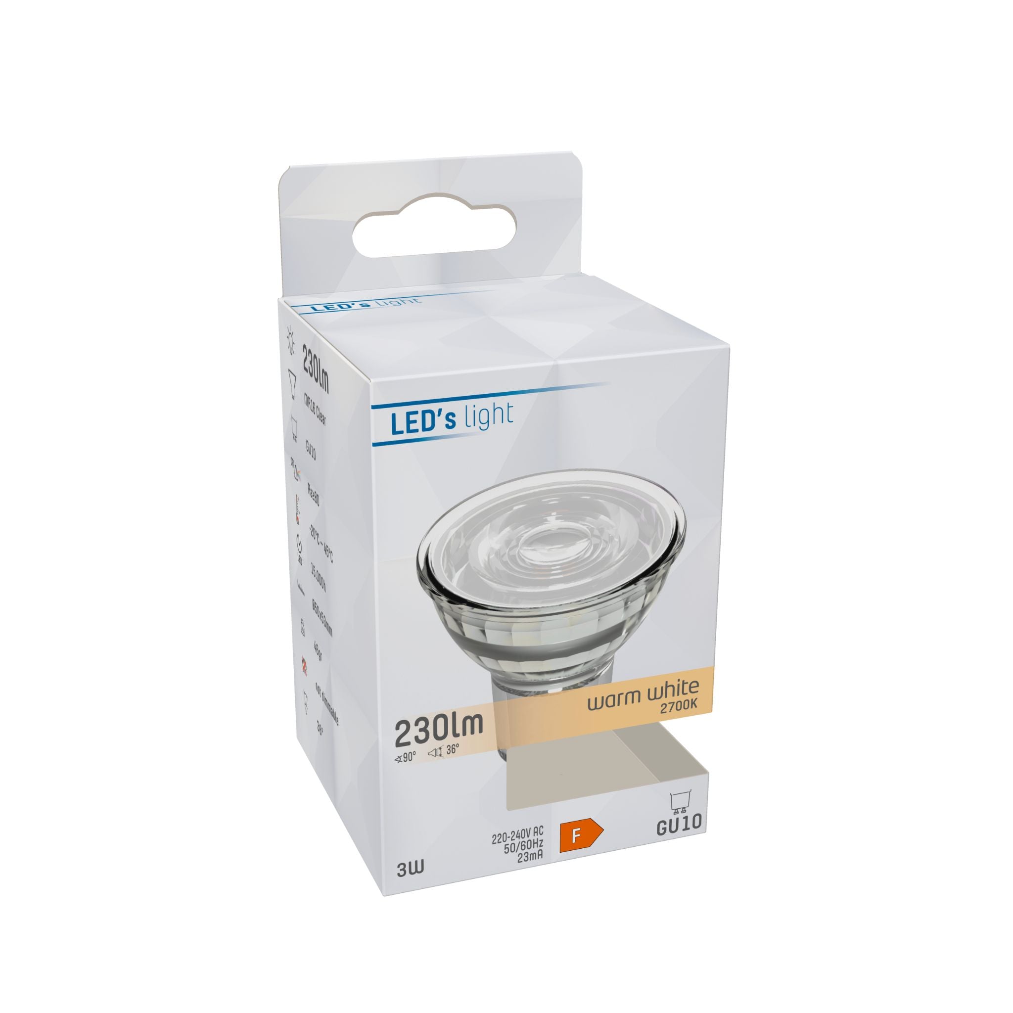 LED Lamp GU10 - 3W vervangt 35W - 230 lm - Warm wit licht Spotjes LED.nl