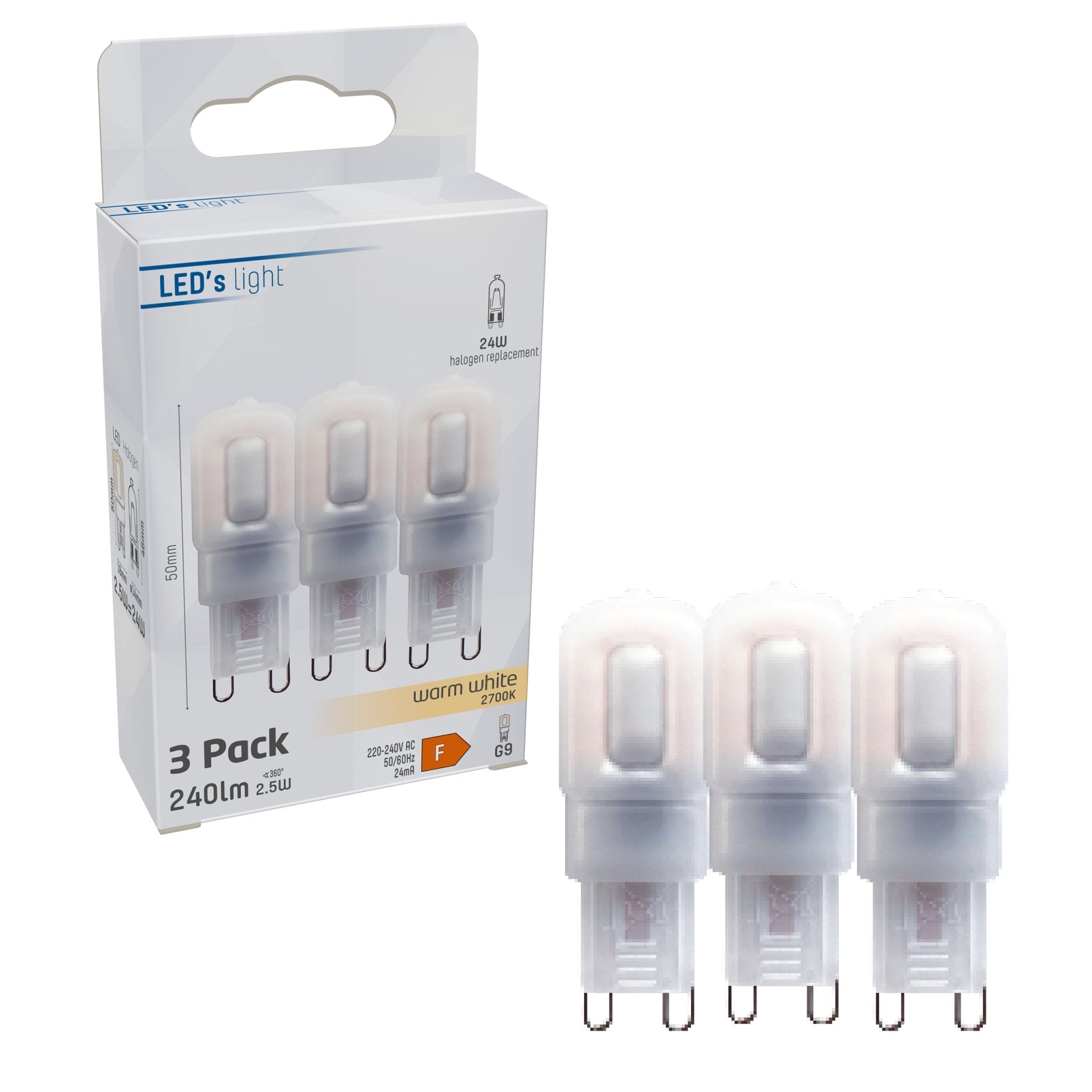 LED Steeklamp G9 - Mat - 220-240V - Warm wit - 2.5W (24W) - 3 lampjes Steeklampjes LED.nl