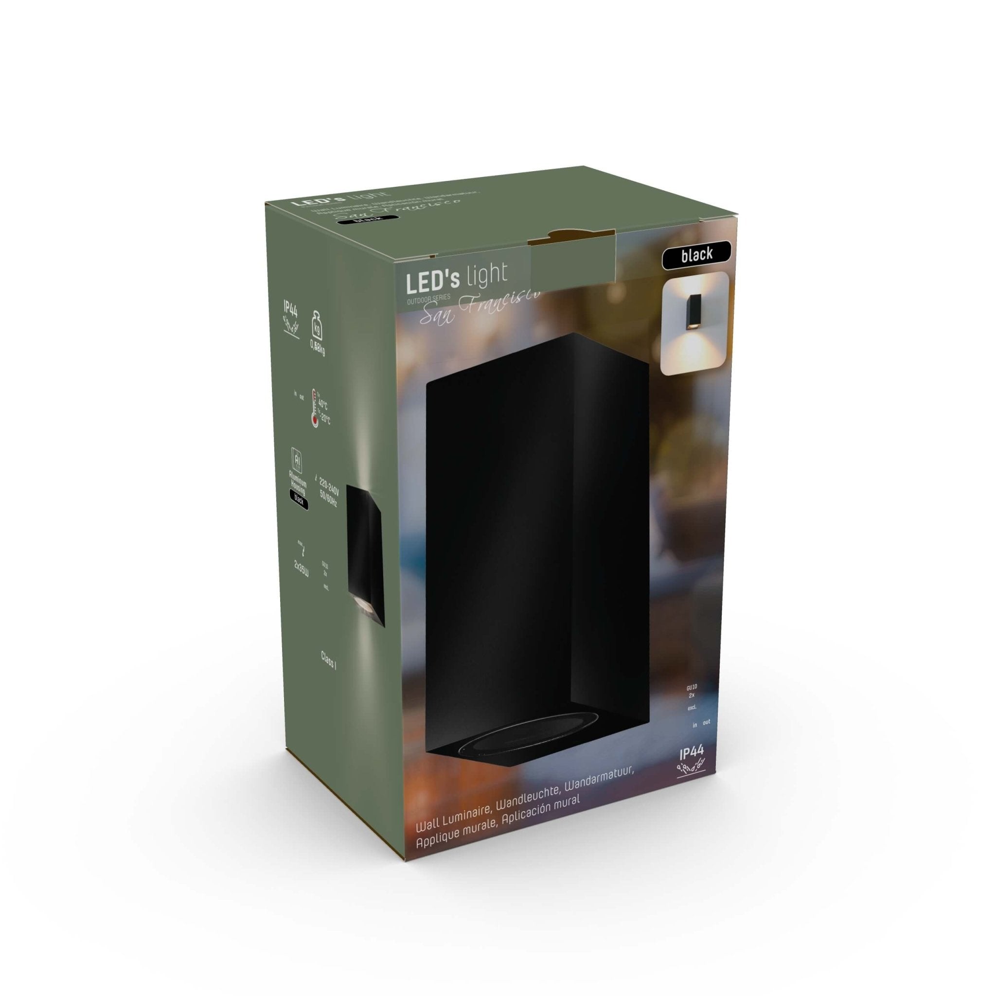 NØRD Up&Down - LED's Light LED Buitenlamp met GU10 fitting - Rechthoek - IP44 - Zwart - Model Milaan Wandlampen LED.nl