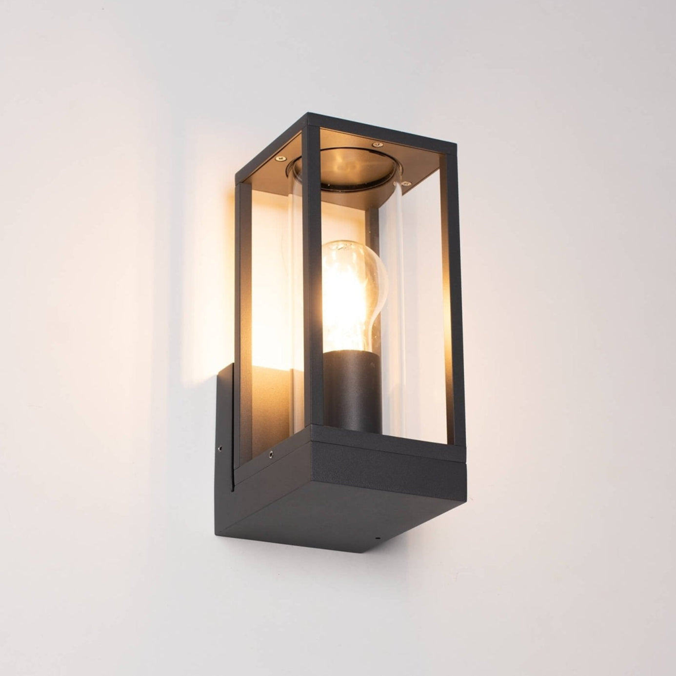 2 pack - LED's Light LED Wandlamp met glazen ruiten - Rechthoek - E27 fitting - IP44 - Antraciet Wandlampen LED.nl